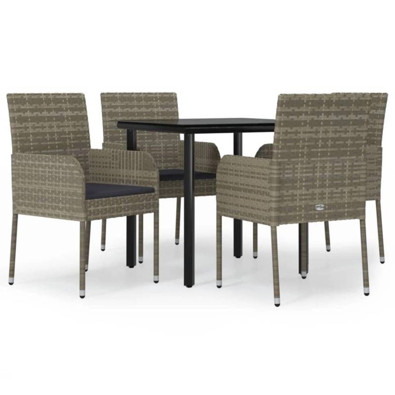 vidaXL 5-Tlg Garten-Essgruppe mit Kissen Schwarz und Grau Poly Rattan 3185162 vidaXL 5-Tlg Garten-Essgruppe mit Kissen Schwarz und Grau Poly Rattan 3185162 von VIDAXL