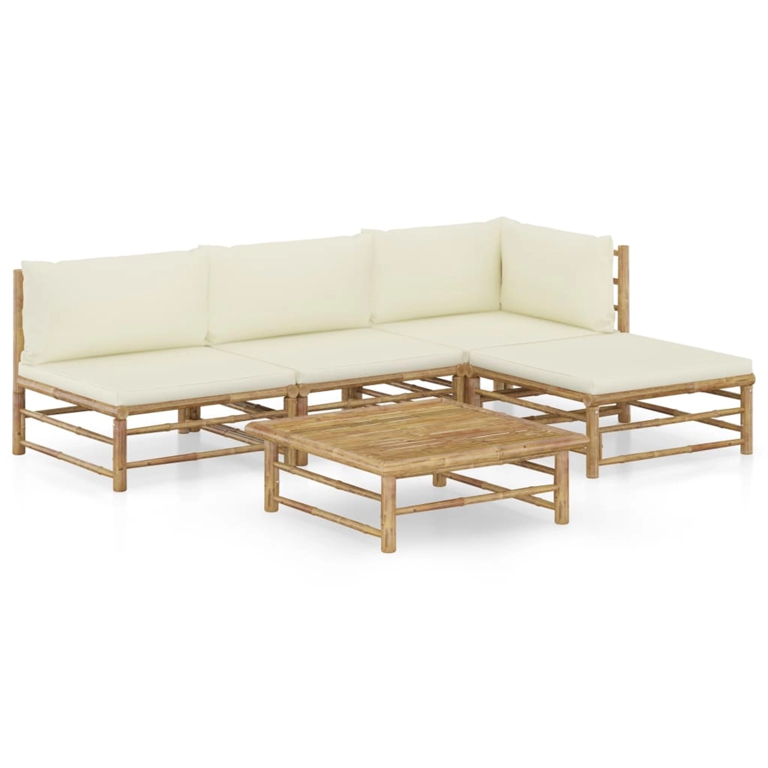 vidaXL 5-Tlg Garten-Lounge-Set mit Cremeweißen Kissen Bambus 3058191 vidaXL 5-Tlg Garten-Lounge-Set mit Cremeweißen Kissen Bambus 3058191 von VIDAXL
