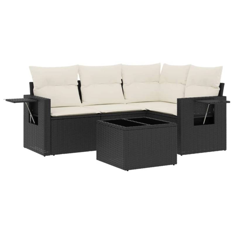 vidaXL 5-Tlg Garten-Sofagarnitur mit Kissen Schwarz Poly Rattan 3252453 von VIDAXL