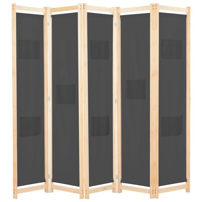 vidaXL 5-teiliger Raumteiler Grau 200 x 170 x 4 cm Stoff von VIDAXL