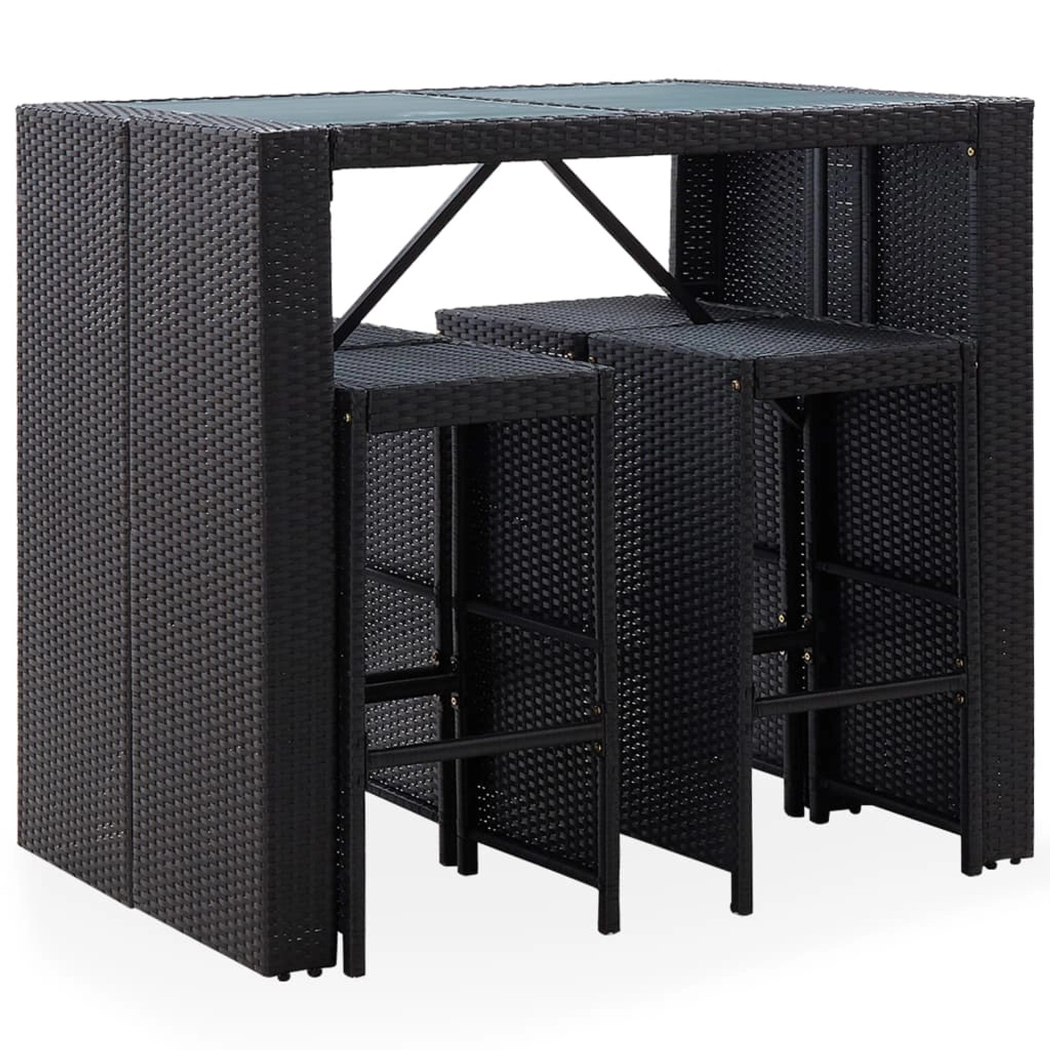 vidaXL 5-tlg Garten-Bar-Set Poly Rattan und Glas Schwarz vidaXL 5-tlg Garten-Bar-Set Poly Rattan und Glas Schwarz von VIDAXL