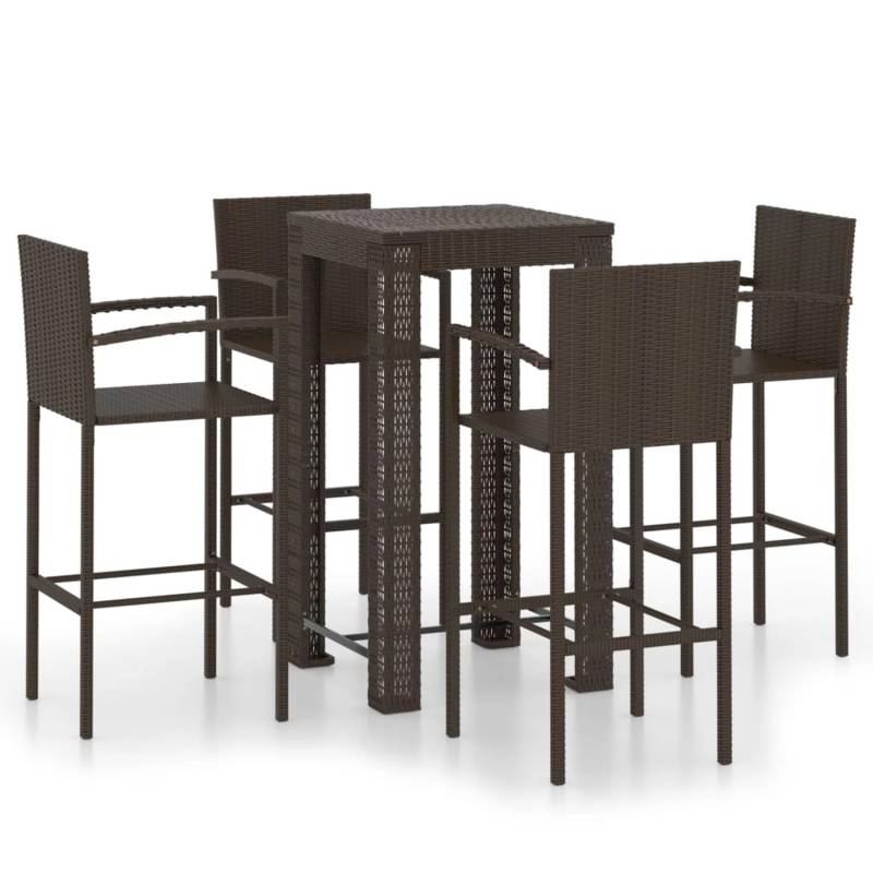 vidaXL 5-tlg Garten-Bar-Set mit Armlehnen Poly Rattan Braun Modell 1 von VIDAXL