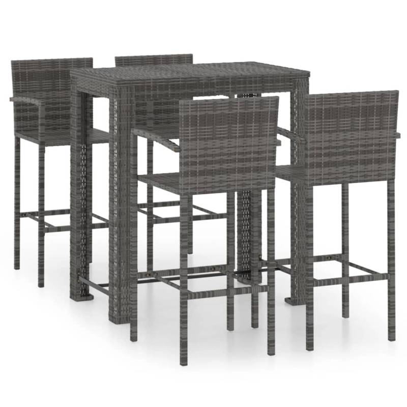 vidaXL 5-tlg Garten-Bar-Set mit Armlehnen Poly Rattan Grau von VIDAXL