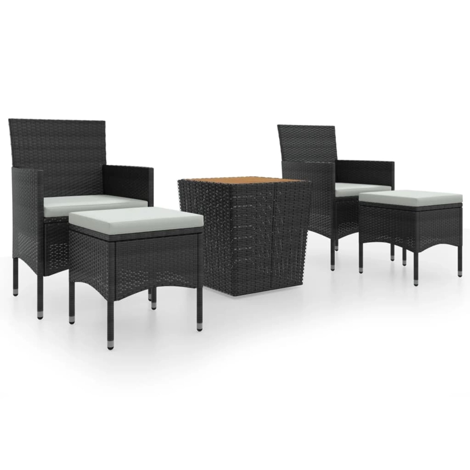 vidaXL 5-tlg Garten-Bistro-Set Poly Rattan Massivholz Akazie Schwarz Modell 1 vidaXL 5-tlg Garten-Bistro-Set Poly Rattan Massivholz Akazie Schwarz Modell 1 von VIDAXL