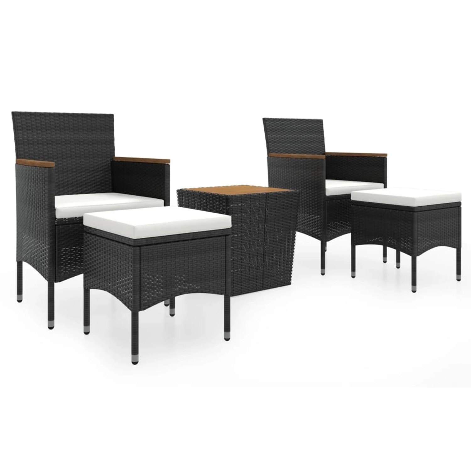 vidaXL 5-tlg Garten-Bistro-Set Poly Rattan Massivholz Akazie Schwarz Modell 2 vidaXL 5-tlg Garten-Bistro-Set Poly Rattan Massivholz Akazie Schwarz Modell 2 von VIDAXL