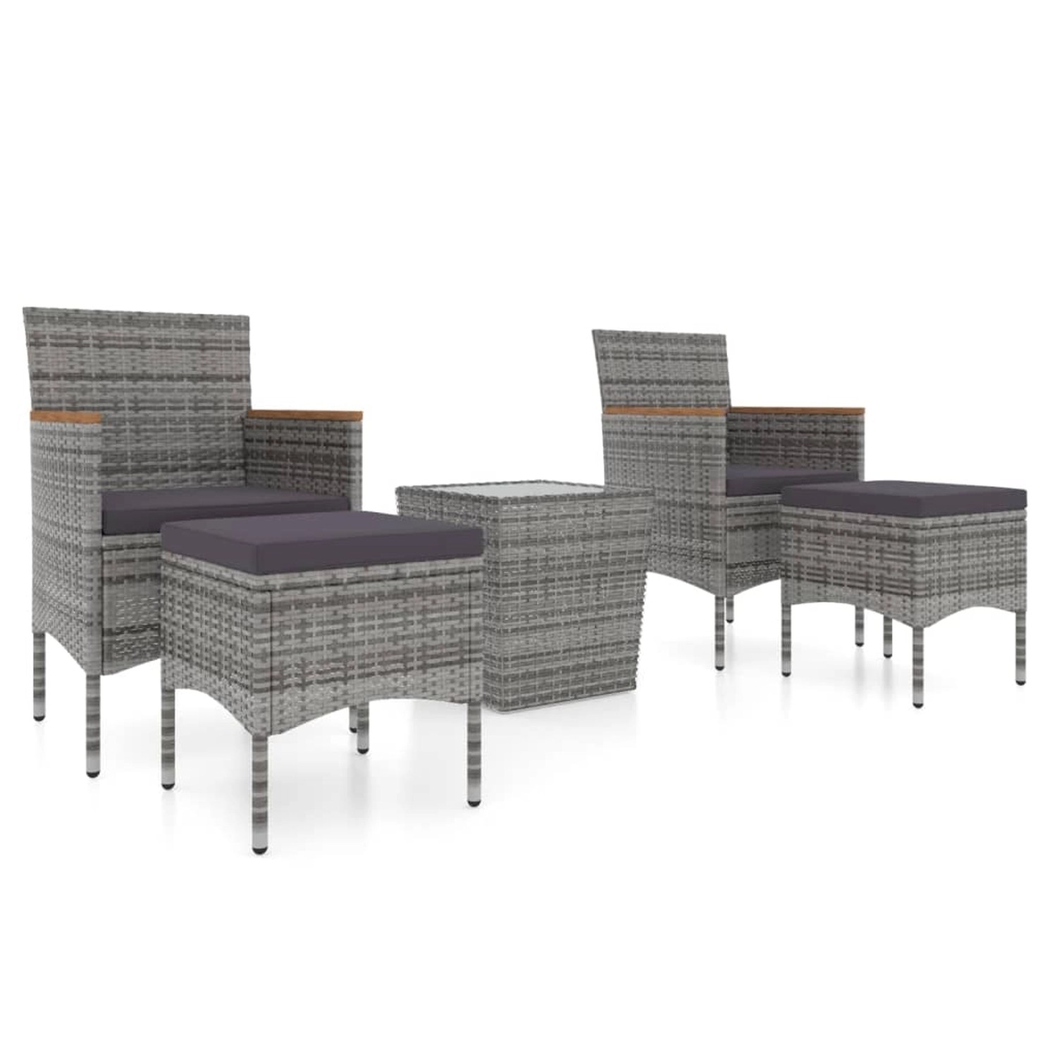 vidaXL 5-tlg Garten-Bistro-Set Poly Rattan und Hartglas Grau Modell 2 vidaXL 5-tlg Garten-Bistro-Set Poly Rattan und Hartglas Grau Modell 2 von VIDAXL