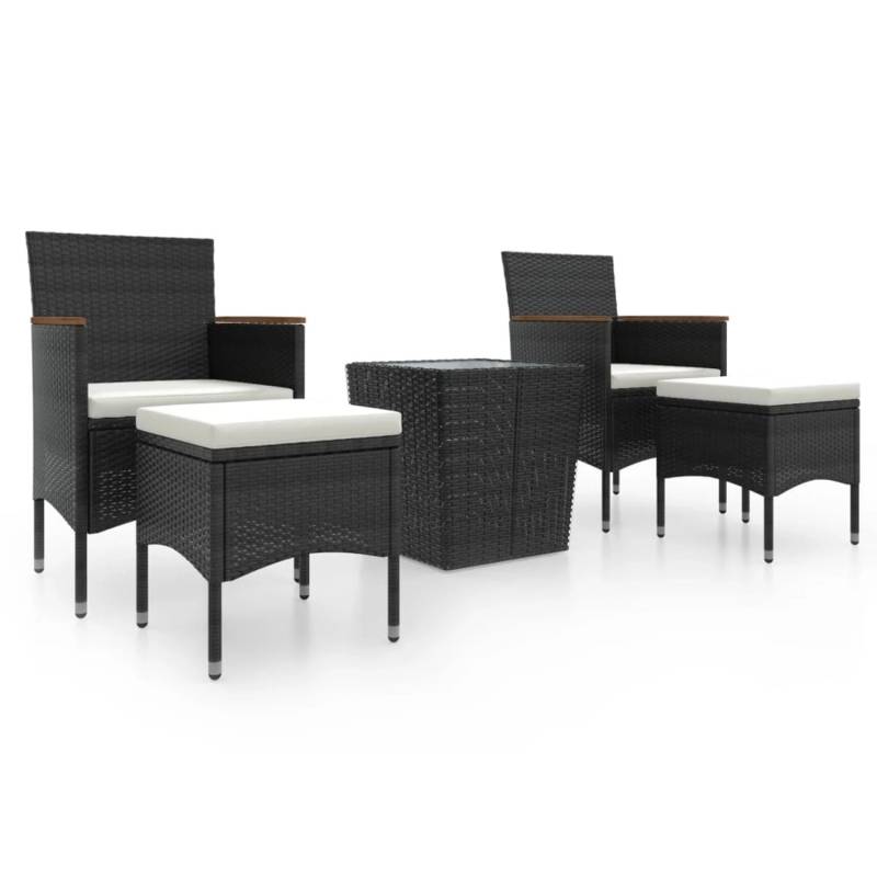 vidaXL 5-tlg Garten-Bistro-Set Poly Rattan und Hartglas Schwarz Modell 2 von VIDAXL