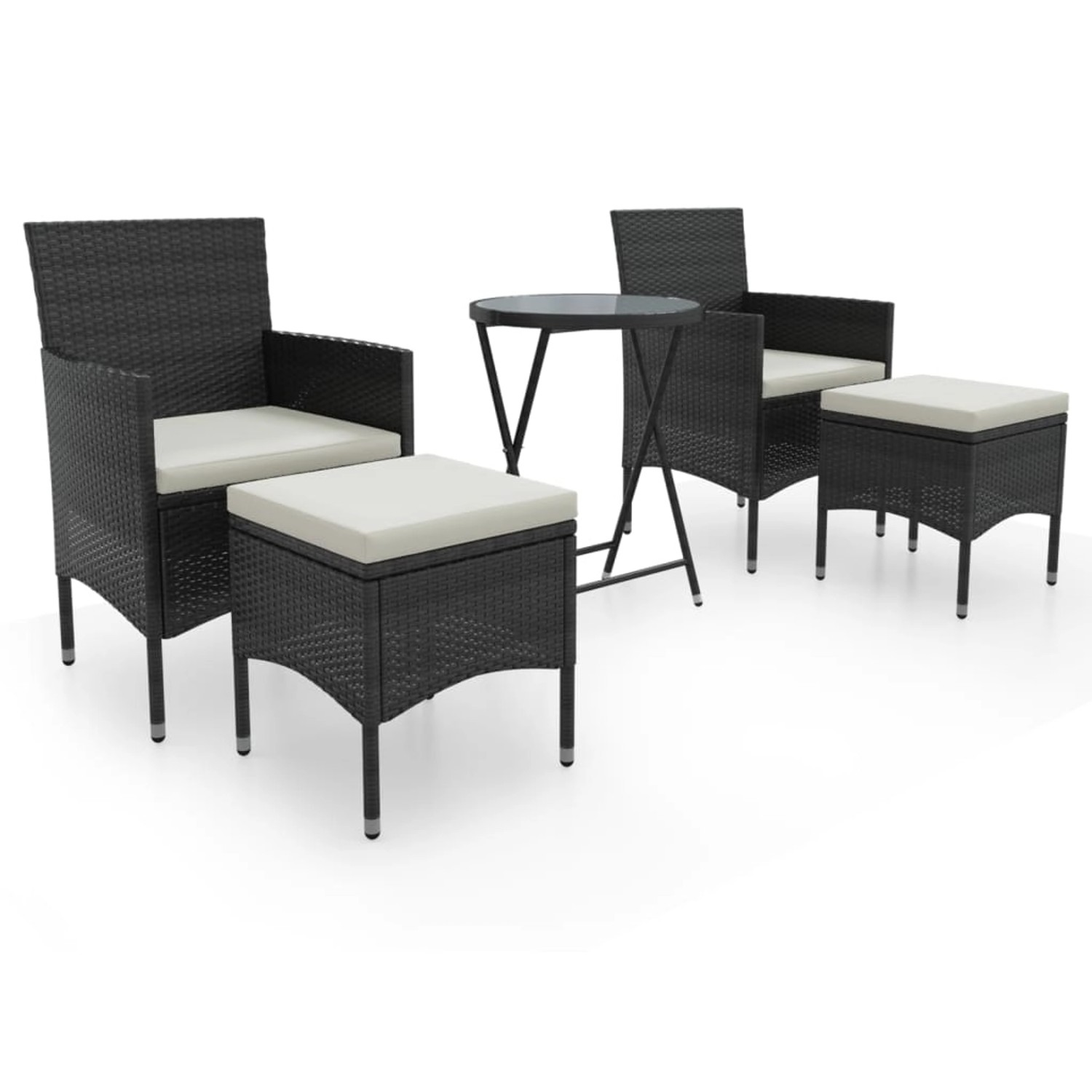 vidaXL 5-tlg Garten-Bistro-Set Poly Rattan und Hartglas Schwarz Modell 3 vidaXL 5-tlg Garten-Bistro-Set Poly Rattan und Hartglas Schwarz Modell 3 von VIDAXL