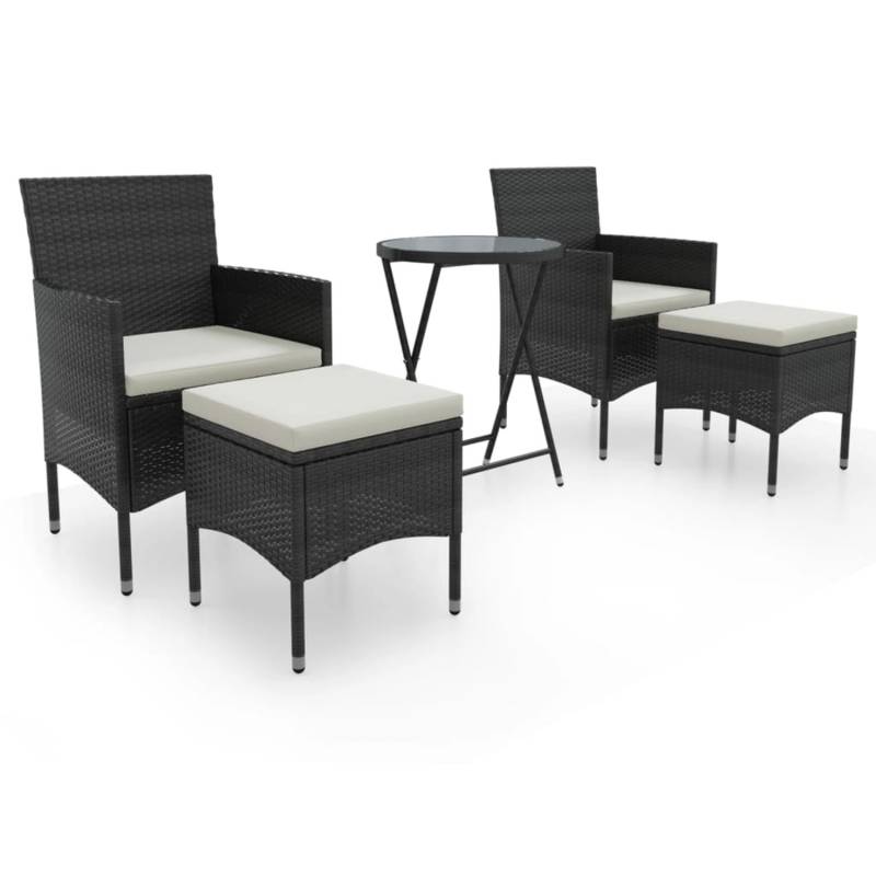 vidaXL 5-tlg Garten-Bistro-Set Poly Rattan und Hartglas Schwarz Modell 3 von VIDAXL