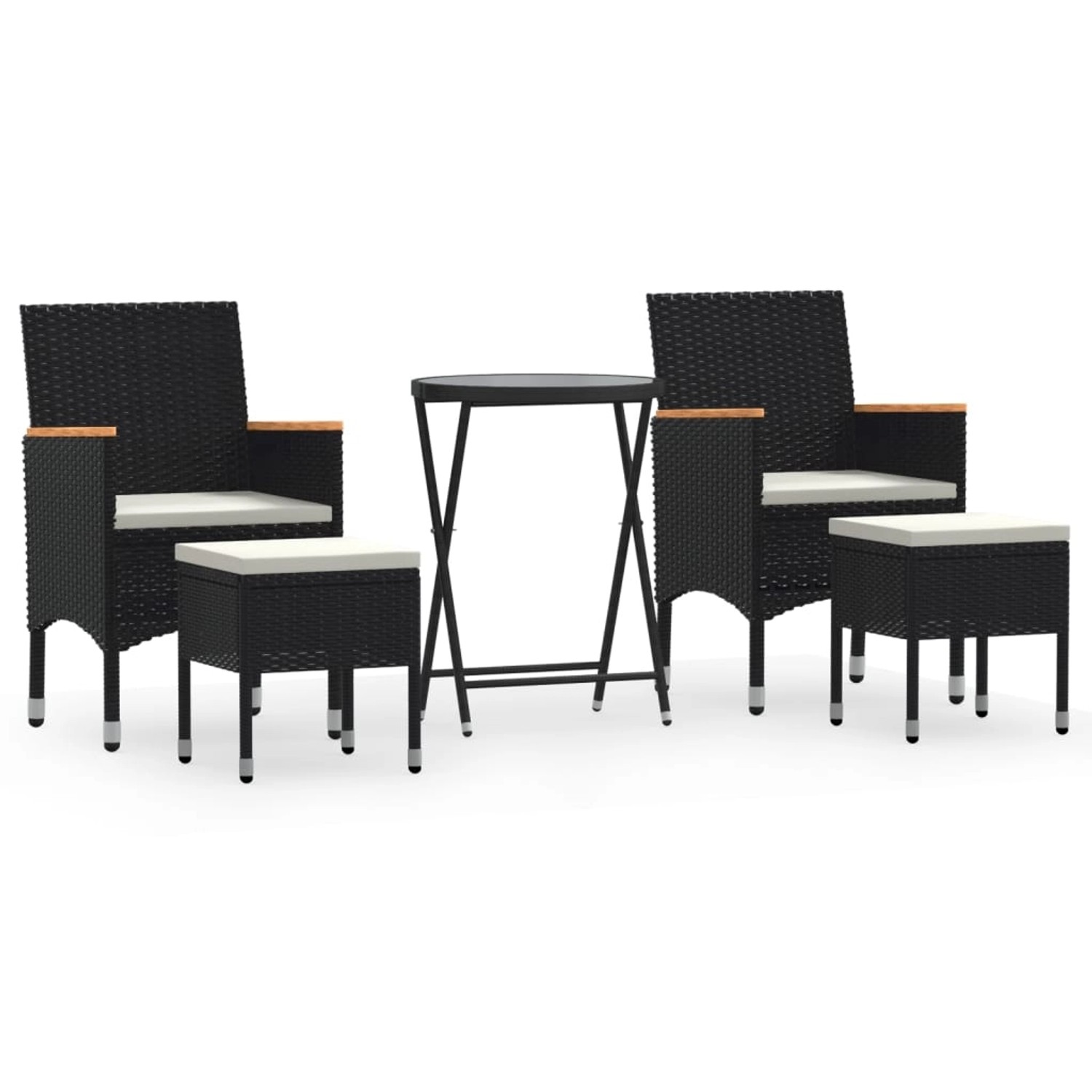 vidaXL 5-tlg Garten-Bistro-Set Poly Rattan und Hartglas Schwarz Modell 4 vidaXL 5-tlg Garten-Bistro-Set Poly Rattan und Hartglas Schwarz Modell 4 von VIDAXL