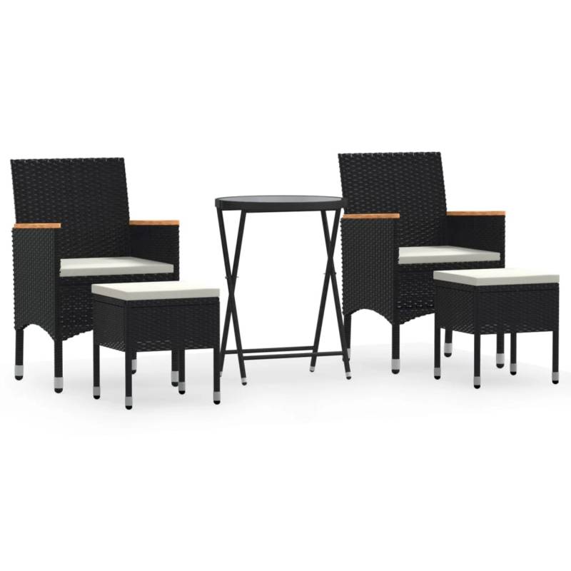 vidaXL 5-tlg Garten-Bistro-Set Poly Rattan und Hartglas Schwarz Modell 4 von VIDAXL