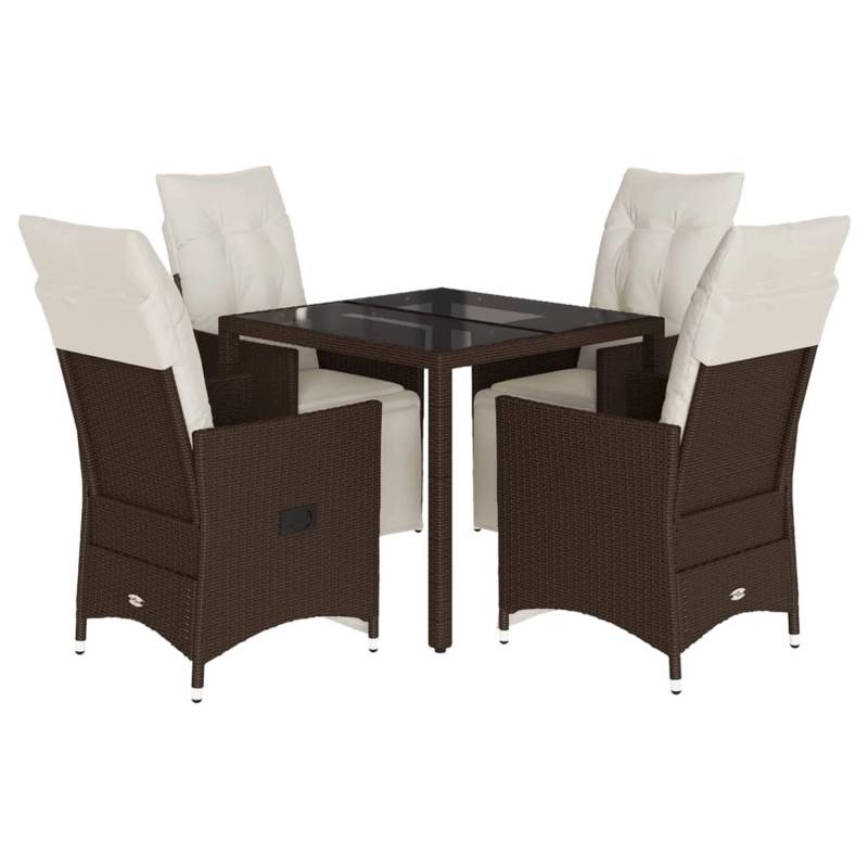 vidaXL 5-tlg Garten-Bistro-Set mit Kissen Braun Poly Rattan Modell 1 von VIDAXL