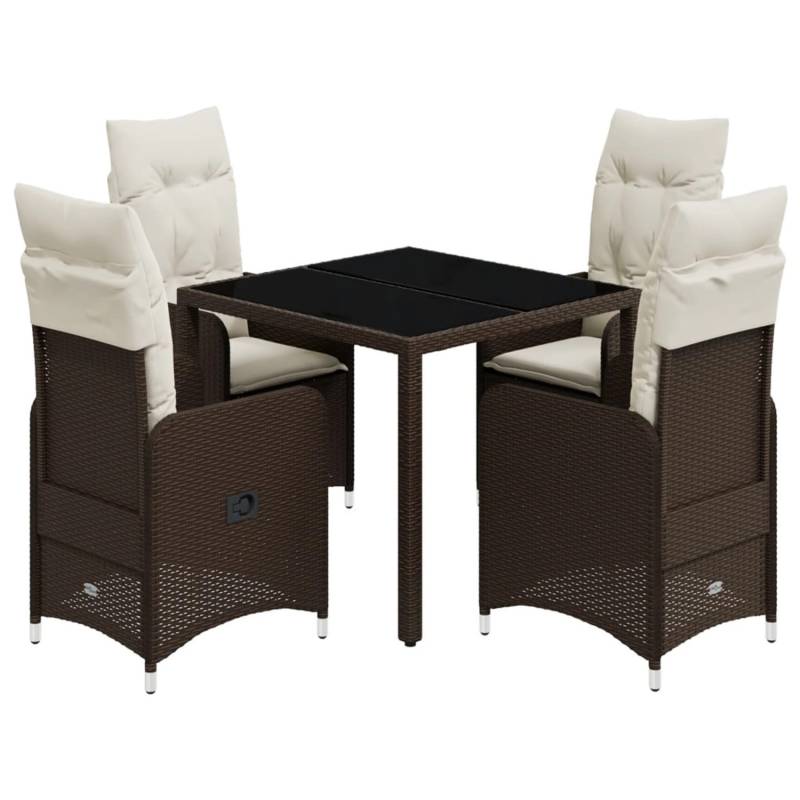vidaXL 5-tlg Garten-Bistro-Set mit Kissen Braun Poly Rattan Modell 3 von VIDAXL