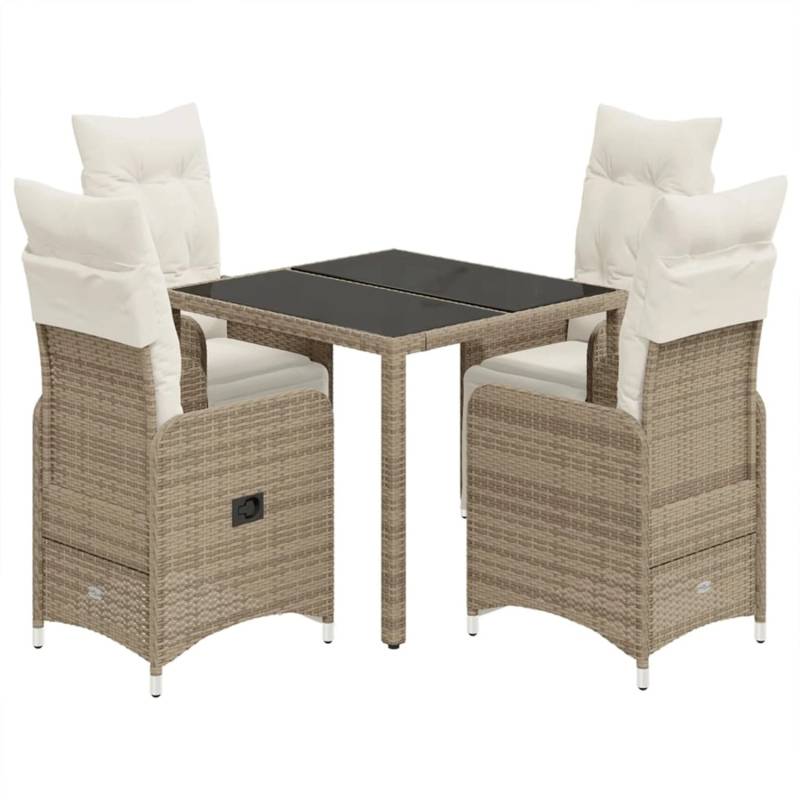 vidaXL 5-tlg Garten-Bistro-Set mit Kissen Braun Poly Rattan Modell 4 von VIDAXL