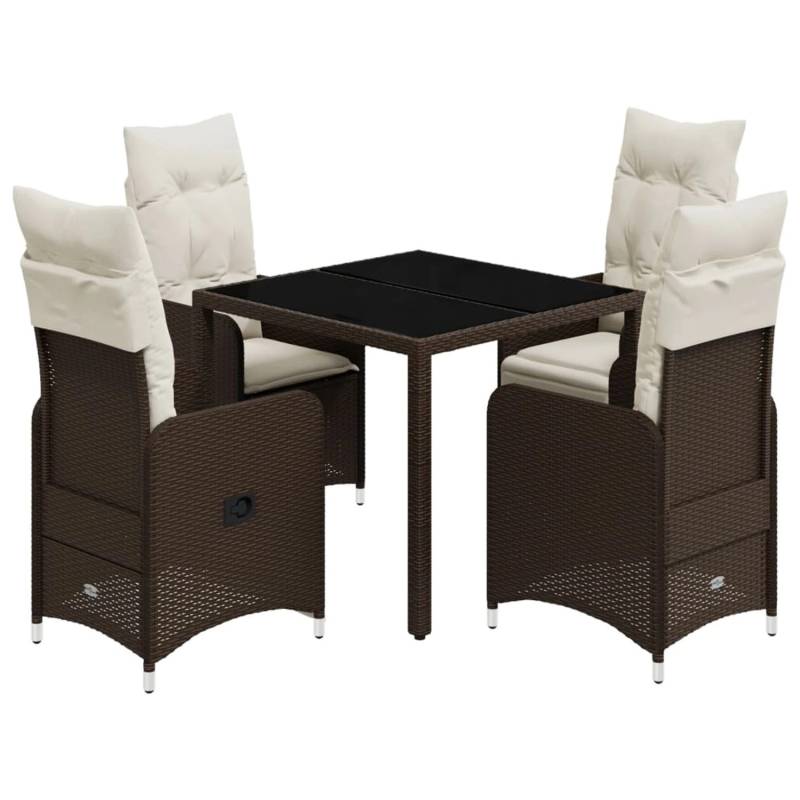 vidaXL 5-tlg Garten-Bistro-Set mit Kissen Braun Poly Rattan Modell 7 von VIDAXL