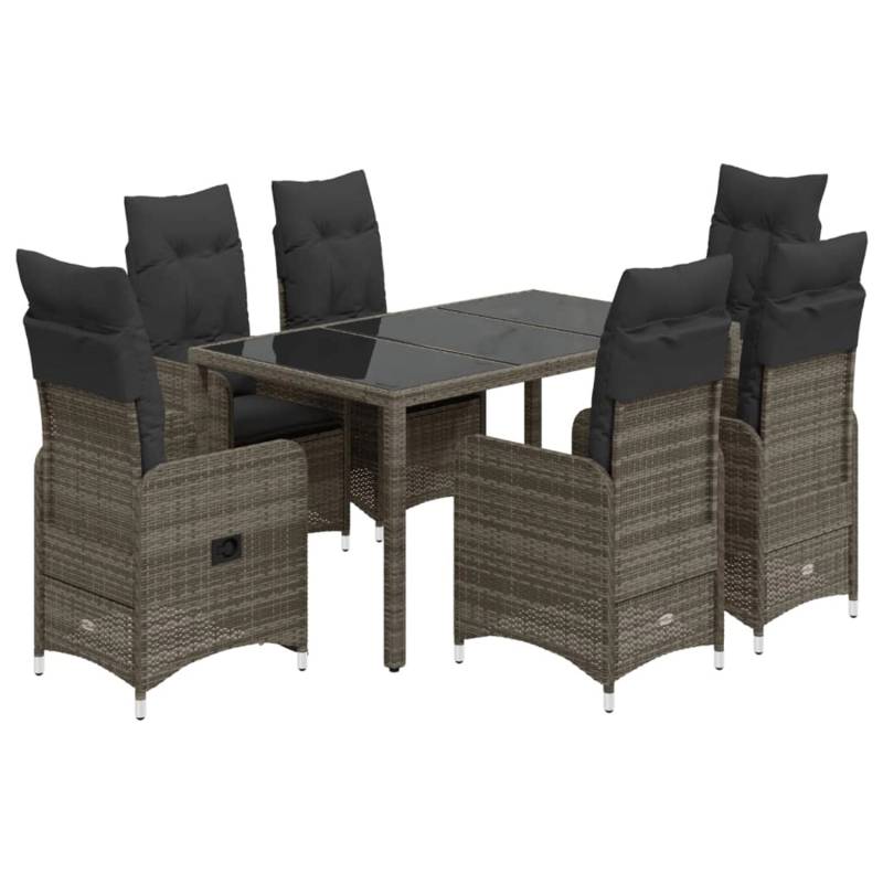 vidaXL 5-tlg Garten-Bistro-Set mit Kissen Grau Poly Rattan Modell 11 von VIDAXL