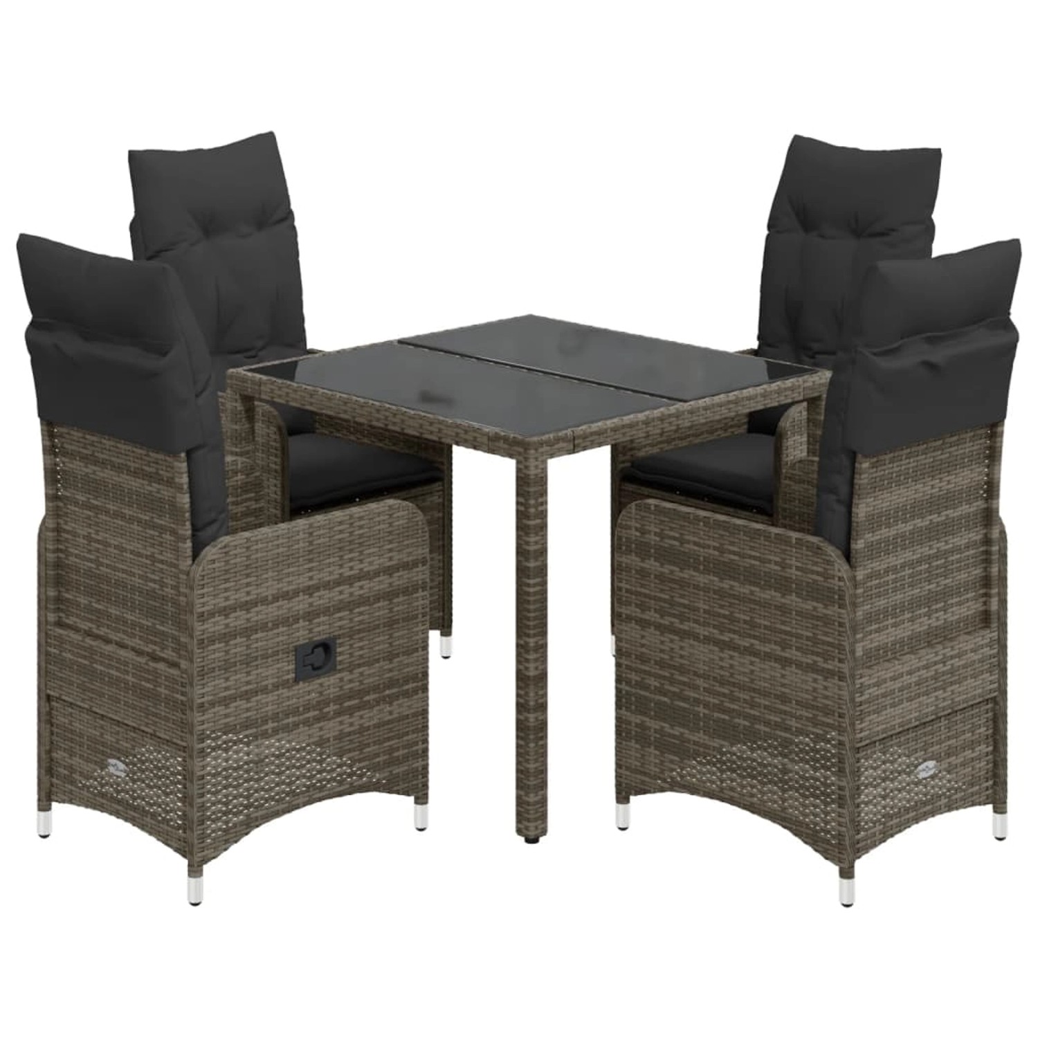 vidaXL 5-tlg Garten-Bistro-Set mit Kissen Grau Poly Rattan Modell 14 vidaXL 5-tlg Garten-Bistro-Set mit Kissen Grau Poly Rattan Modell 14 von VIDAXL