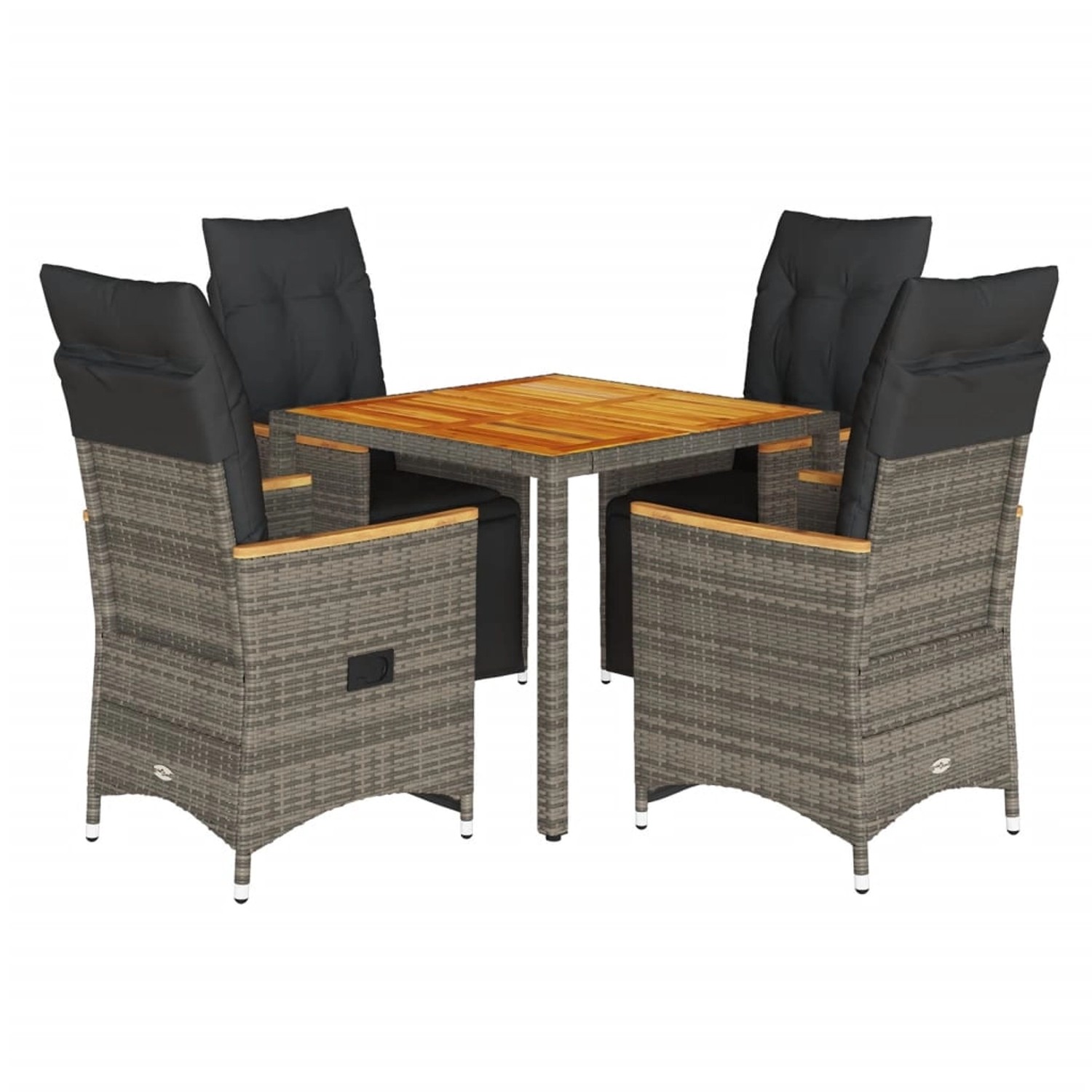 vidaXL 5-tlg Garten-Bistro-Set mit Kissen Grau Poly Rattan Modell 6 vidaXL 5-tlg Garten-Bistro-Set mit Kissen Grau Poly Rattan Modell 6 von VIDAXL