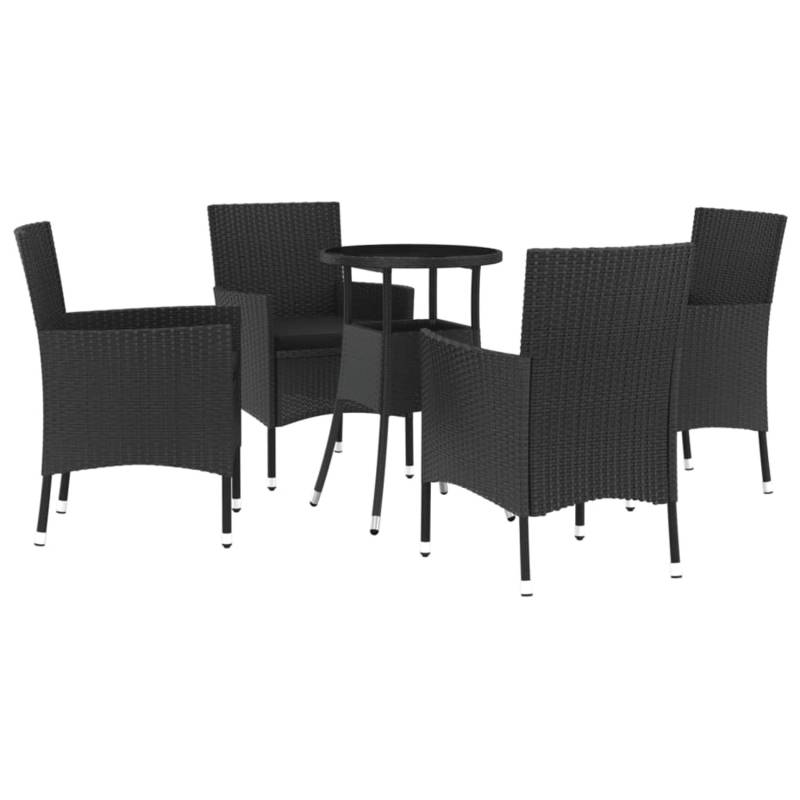 vidaXL 5-tlg Garten-Bistro-Set mit Kissen Schwarz Poly Rattan Modell 1 von VIDAXL