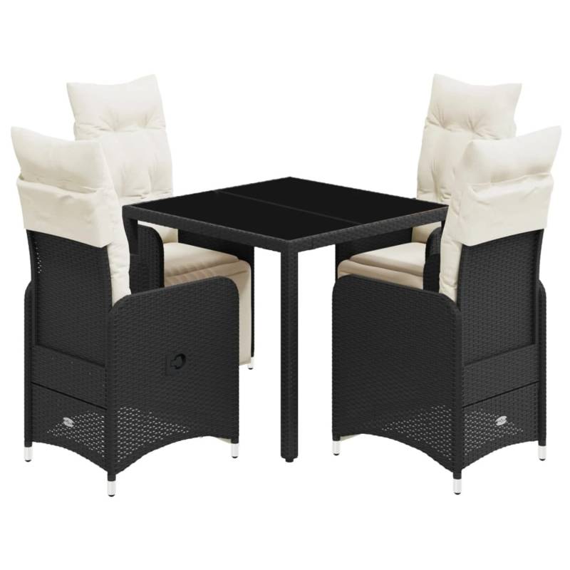 vidaXL 5-tlg Garten-Bistro-Set mit Kissen Schwarz Poly Rattan Modell 12 von VIDAXL