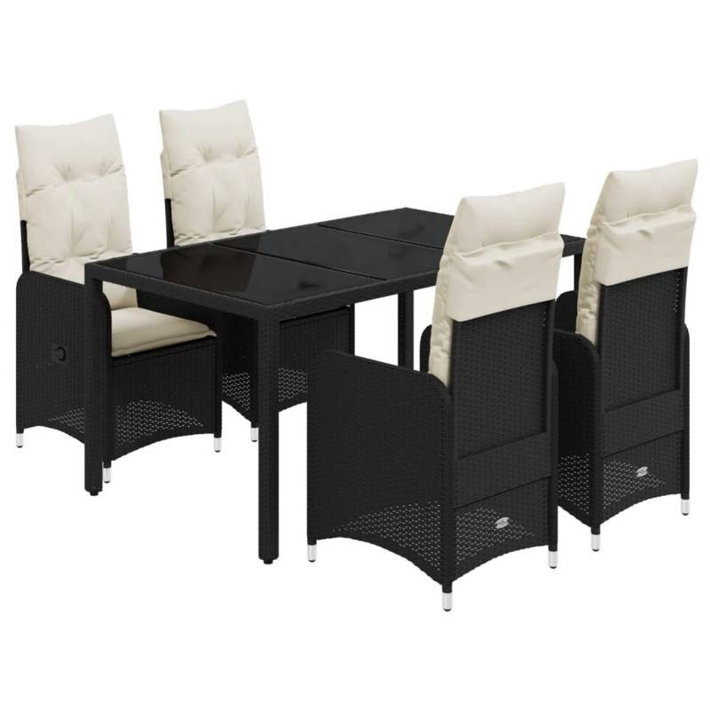 vidaXL 5-tlg Garten-Bistro-Set mit Kissen Schwarz Poly Rattan Modell 9 von VIDAXL