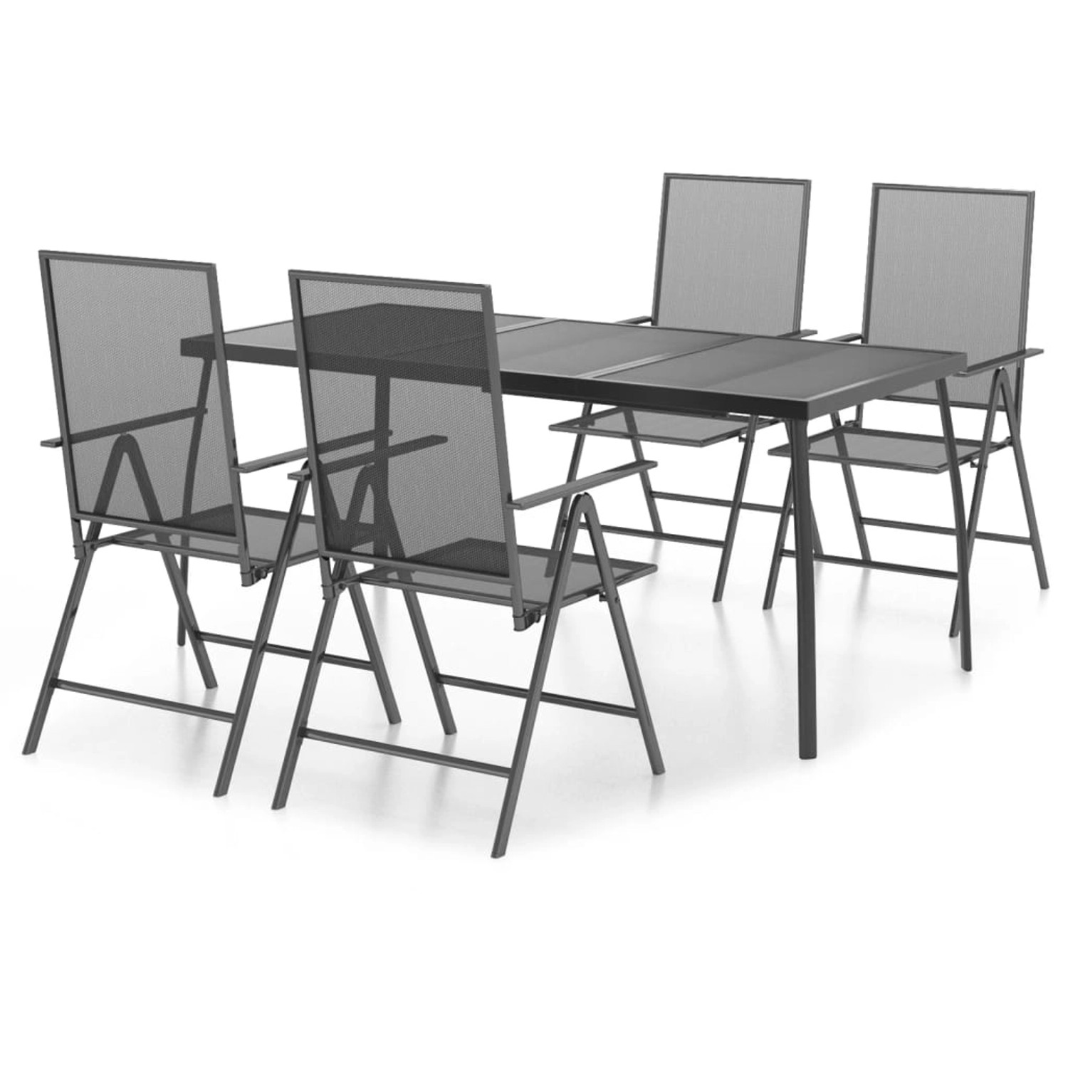 vidaXL 5-tlg Garten-Essgruppe Anthrazit Stahl Modell 4 vidaXL 5-tlg Garten-Essgruppe Anthrazit Stahl Modell 4 von VIDAXL