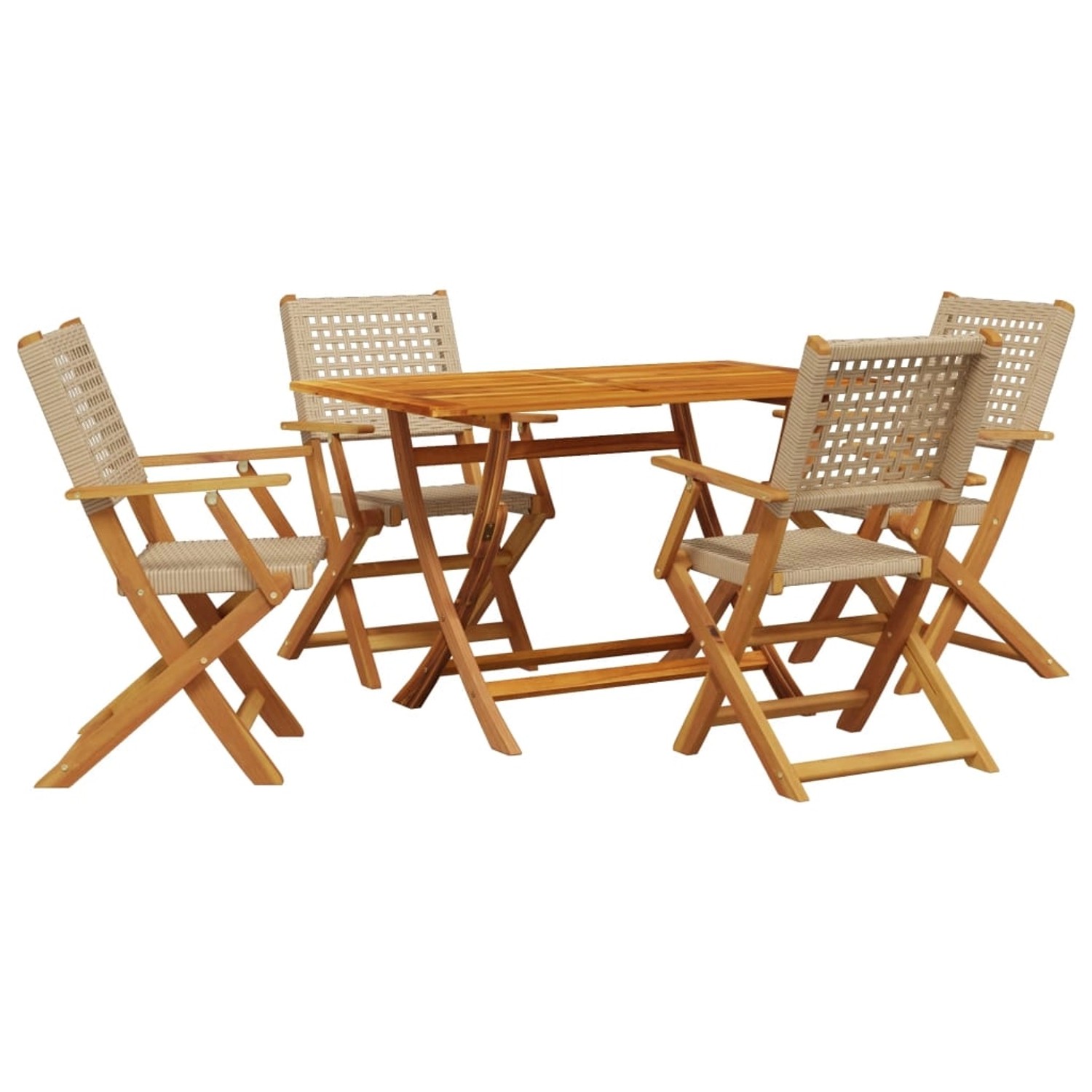 vidaXL 5-tlg Garten-Essgruppe Beige Poly Rattan und Massivholz Modell 3 vidaXL 5-tlg Garten-Essgruppe Beige Poly Rattan und Massivholz Modell 3 von VIDAXL