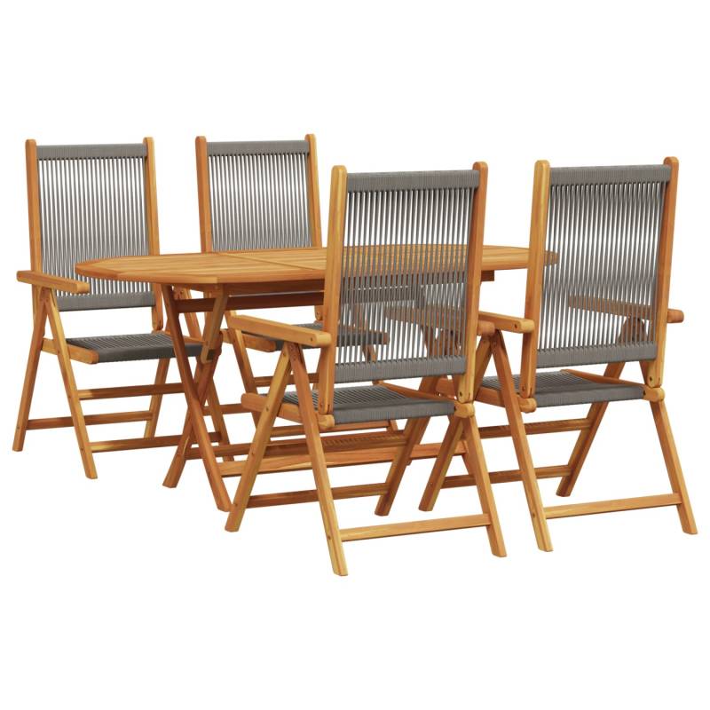 vidaXL 5-tlg Garten-Essgruppe Grau Massivholz Akazie & Poly Rattan 3375738 von VIDAXL