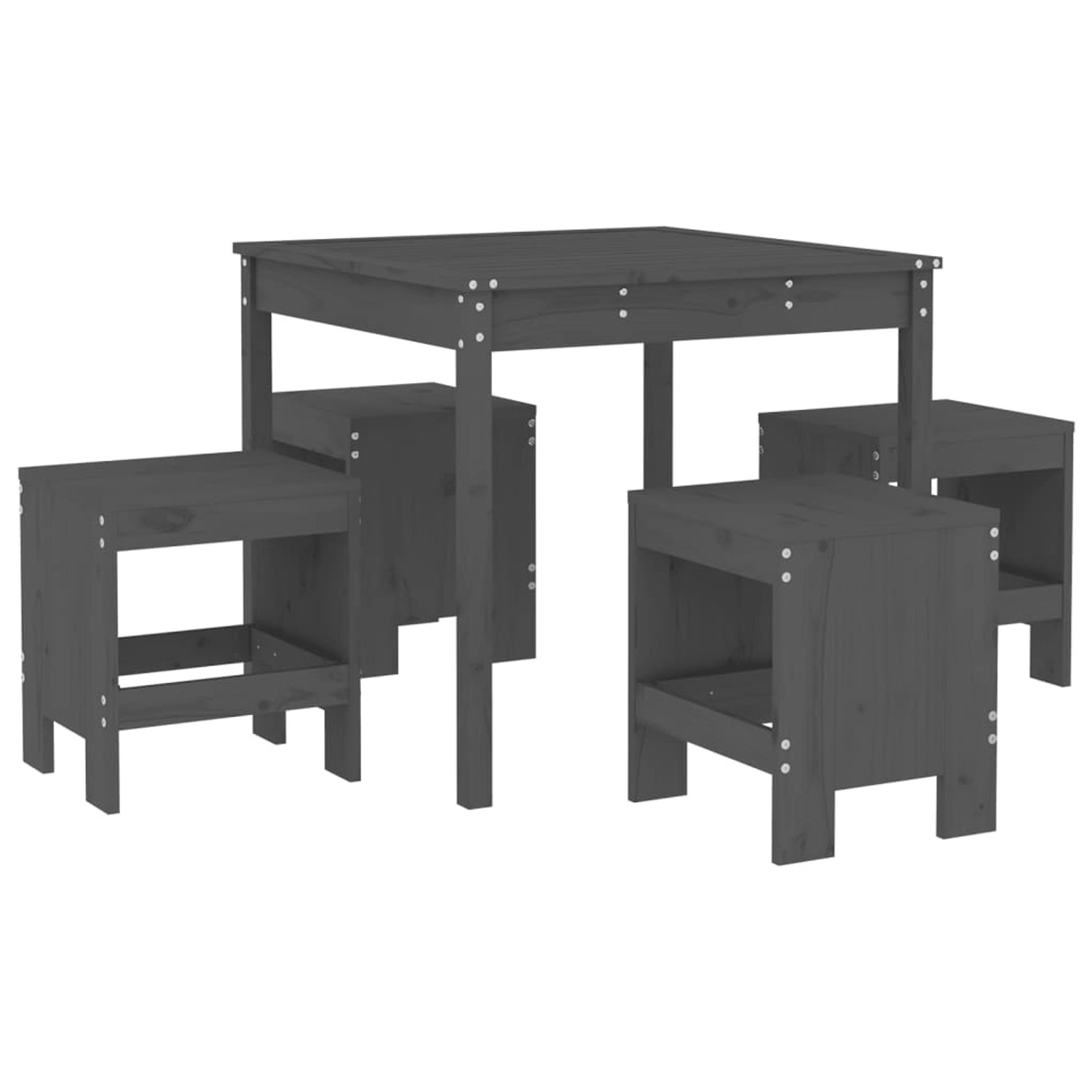 vidaXL 5-tlg Garten-Essgruppe Grau Massivholz Kiefer Modell 1 von VIDAXL