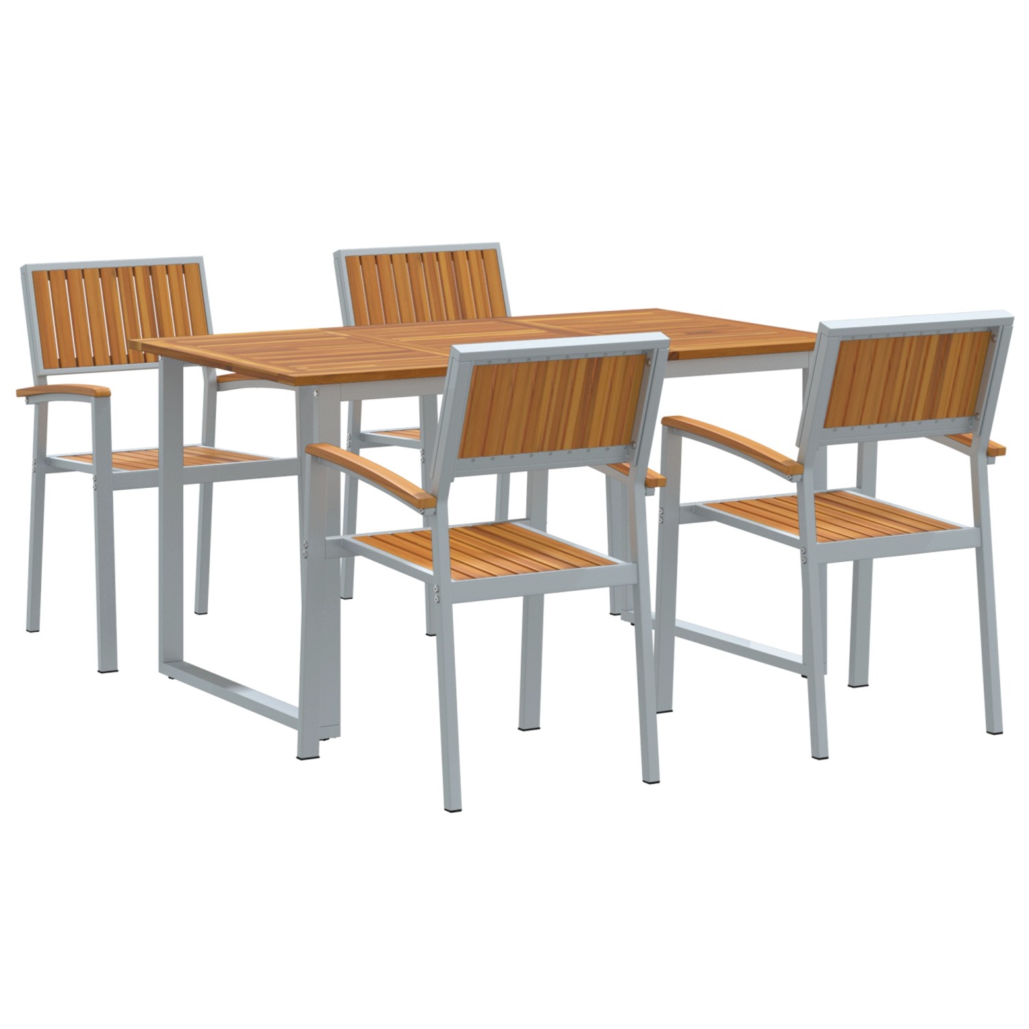 vidaXL 5-tlg Garten-Essgruppe Grau Stahl und Massivholz Akazie 3284351 vidaXL 5-tlg Garten-Essgruppe Grau Stahl und Massivholz Akazie 3284351 von VIDAXL