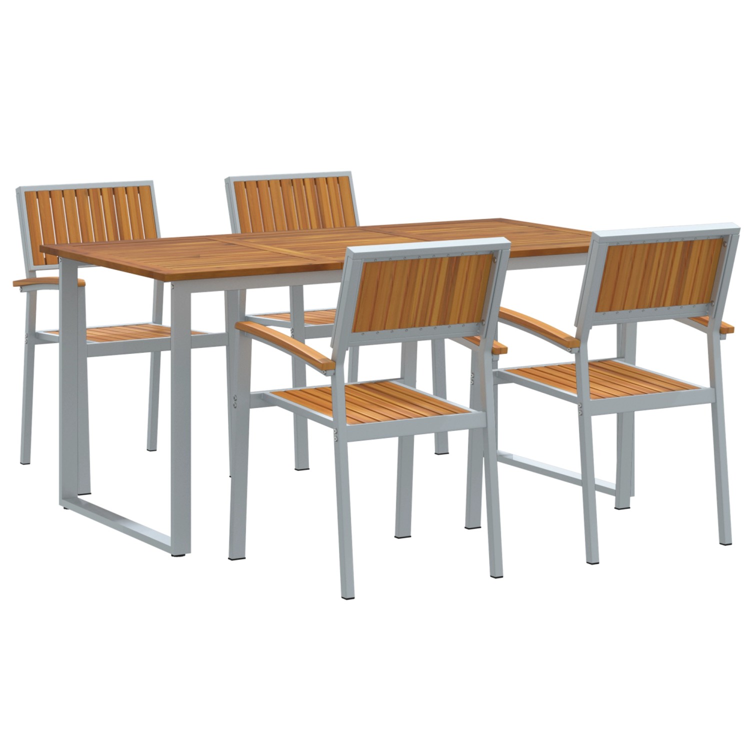 vidaXL 5-tlg Garten-Essgruppe Grau Stahl und Massivholz Akazie 3284353 vidaXL 5-tlg Garten-Essgruppe Grau Stahl und Massivholz Akazie 3284353 von VIDAXL