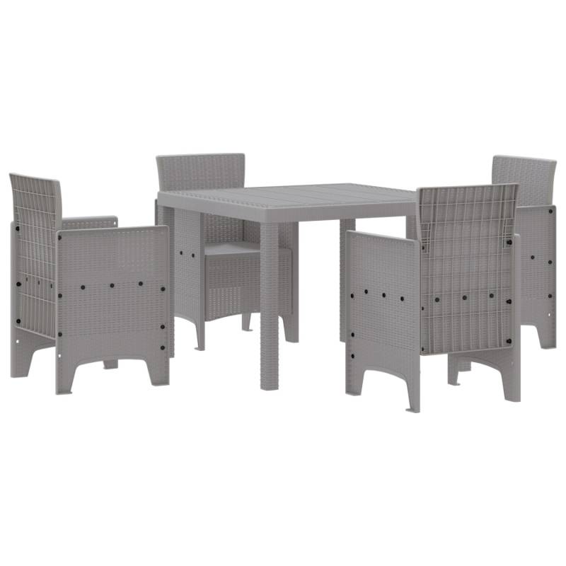 vidaXL 5-tlg Garten-Essgruppe Hellgrau Poly Rattan 3378547 von VIDAXL