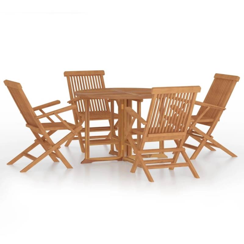 vidaXL 5-tlg Garten-Essgruppe Klappbar Massivholz Teak Modell 17 von VIDAXL