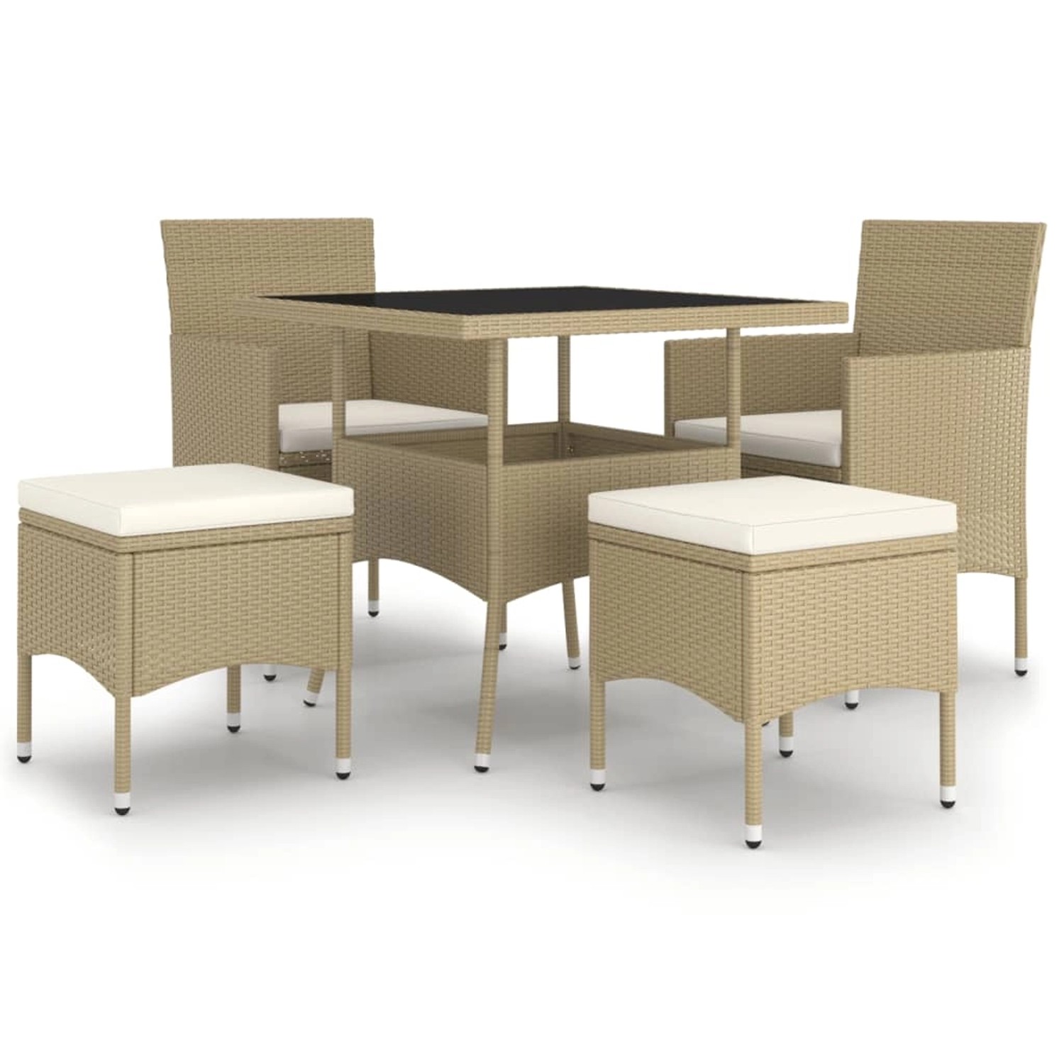 vidaXL 5-tlg Garten-Essgruppe Poly Rattan Beige vidaXL 5-tlg Garten-Essgruppe Poly Rattan Beige von VIDAXL