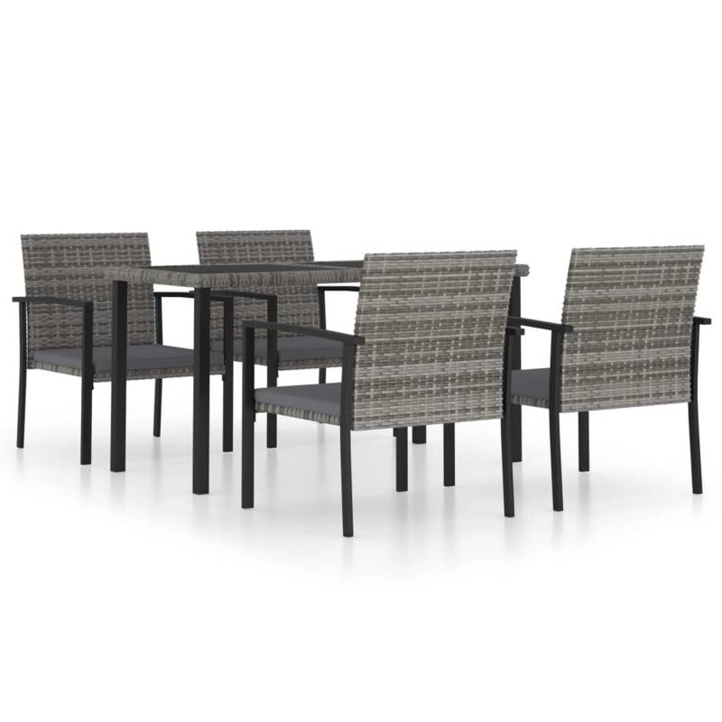 vidaXL 5-tlg Garten-Essgruppe Poly Rattan Grau Modell 5 von VIDAXL