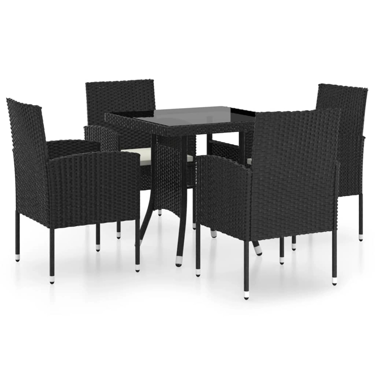 vidaXL 5-tlg Garten-Essgruppe Poly Rattan Schwarz Modell 1 von VIDAXL