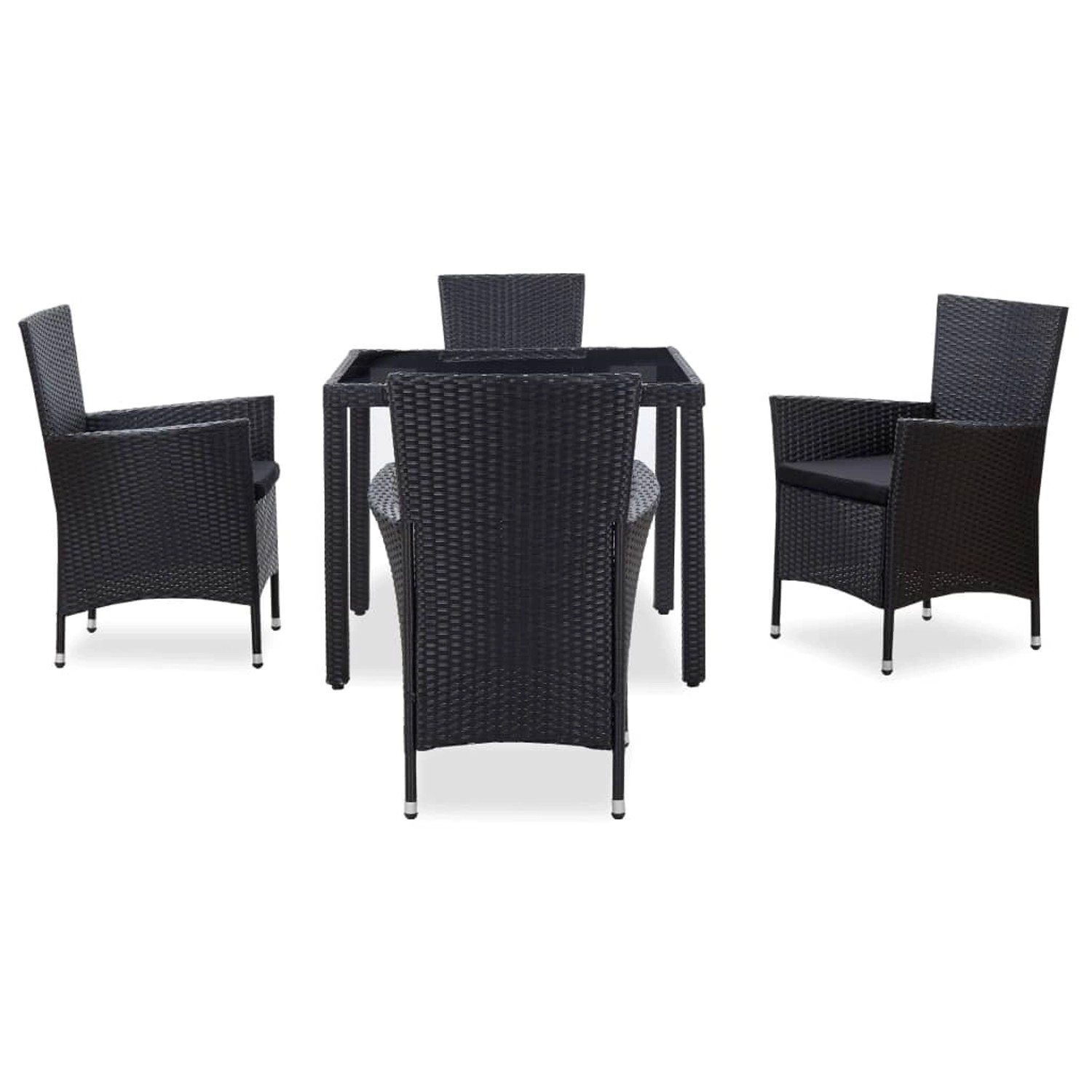 vidaXL 5-tlg Garten-Essgruppe Poly Rattan Schwarz Modell 18 von VIDAXL