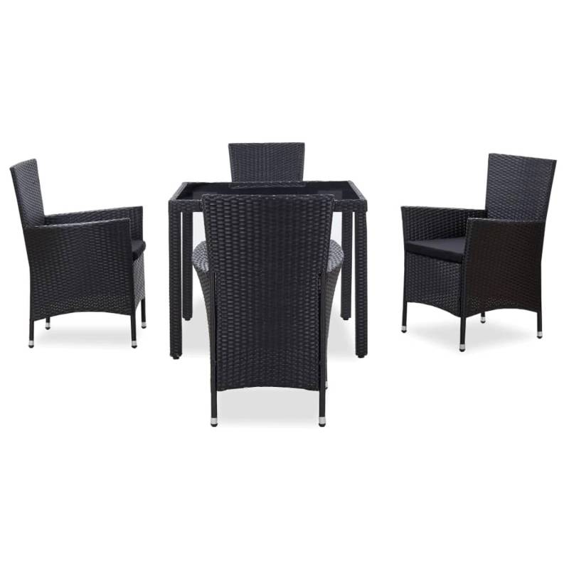 vidaXL 5-tlg Garten-Essgruppe Poly Rattan Schwarz Modell 18 von VIDAXL