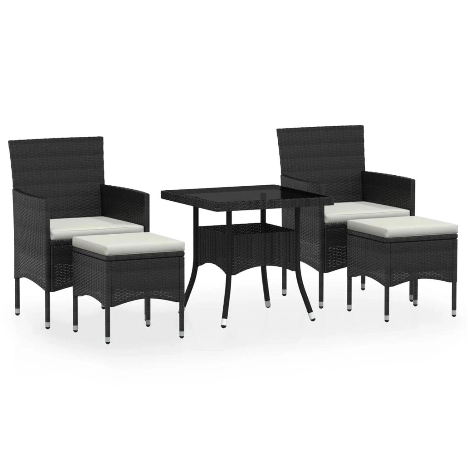 vidaXL 5-tlg Garten-Essgruppe Poly Rattan und Hartglas Schwarz Modell 1 vidaXL 5-tlg Garten-Essgruppe Poly Rattan und Hartglas Schwarz Modell 1 von VIDAXL
