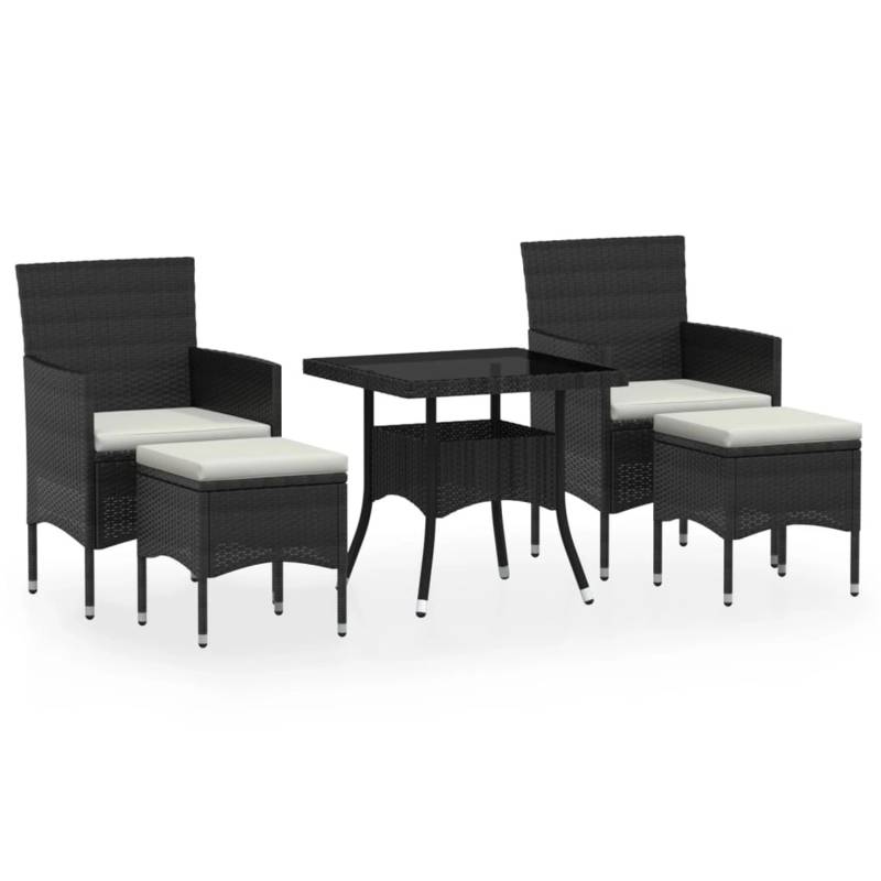 vidaXL 5-tlg Garten-Essgruppe Poly Rattan und Hartglas Schwarz Modell 1 von VIDAXL