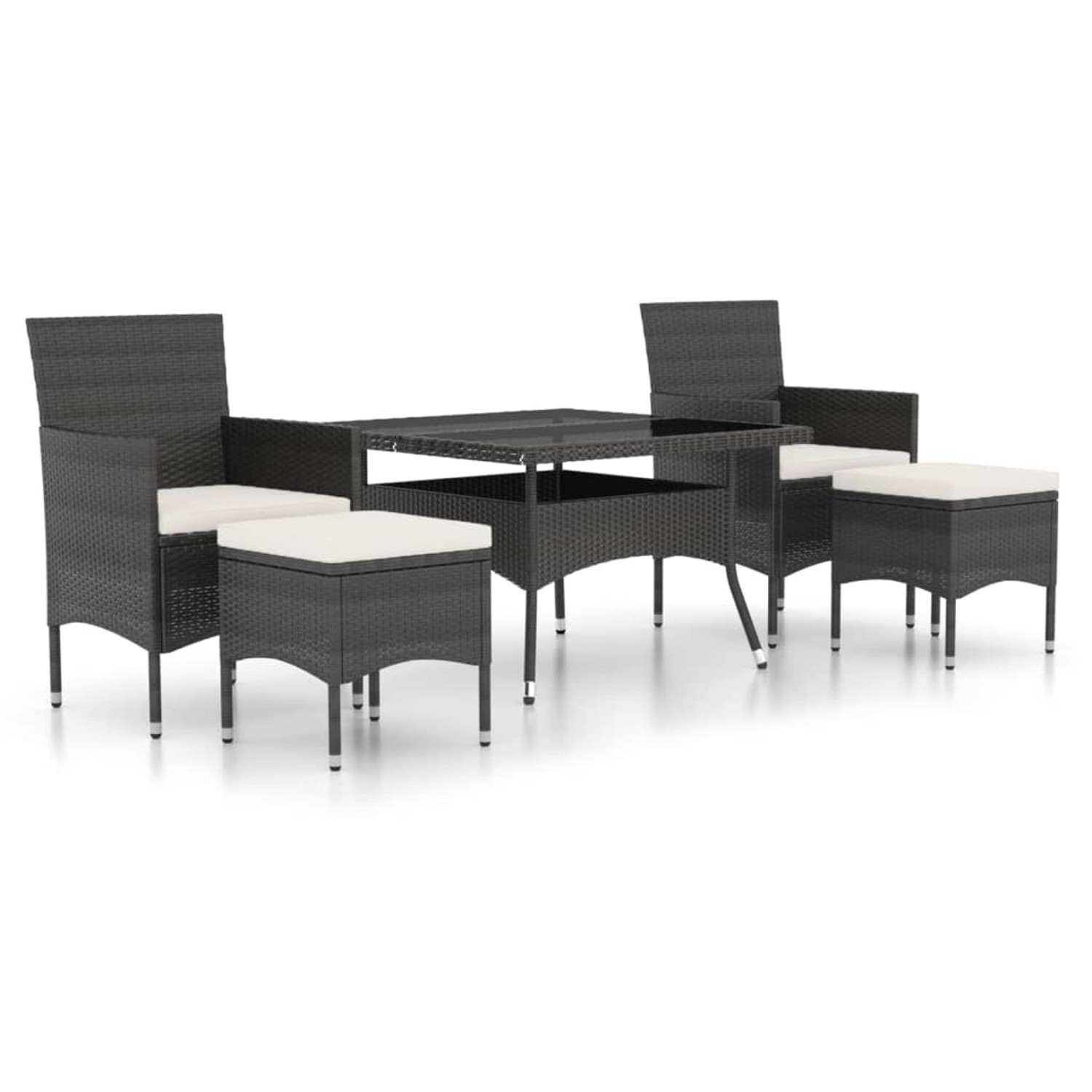vidaXL 5-tlg Garten-Essgruppe Poly Rattan und Hartglas Schwarz Modell 3 vidaXL 5-tlg Garten-Essgruppe Poly Rattan und Hartglas Schwarz Modell 3 von VIDAXL