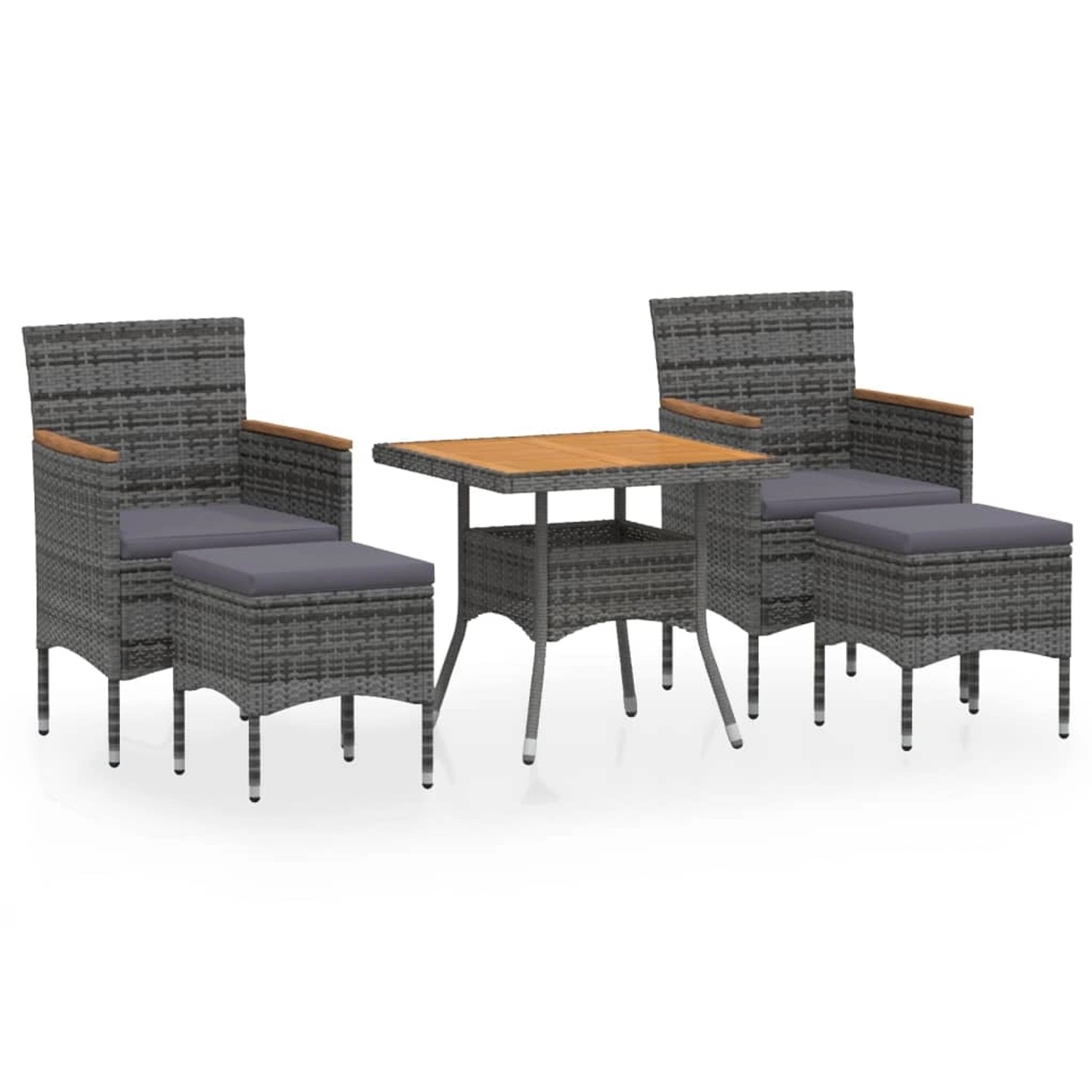 vidaXL 5-tlg Garten-Essgruppe Poly Rattan & Massivholz Akazie Grau Modell 2 vidaXL 5-tlg Garten-Essgruppe Poly Rattan & Massivholz Akazie Grau Modell 2 von VIDAXL