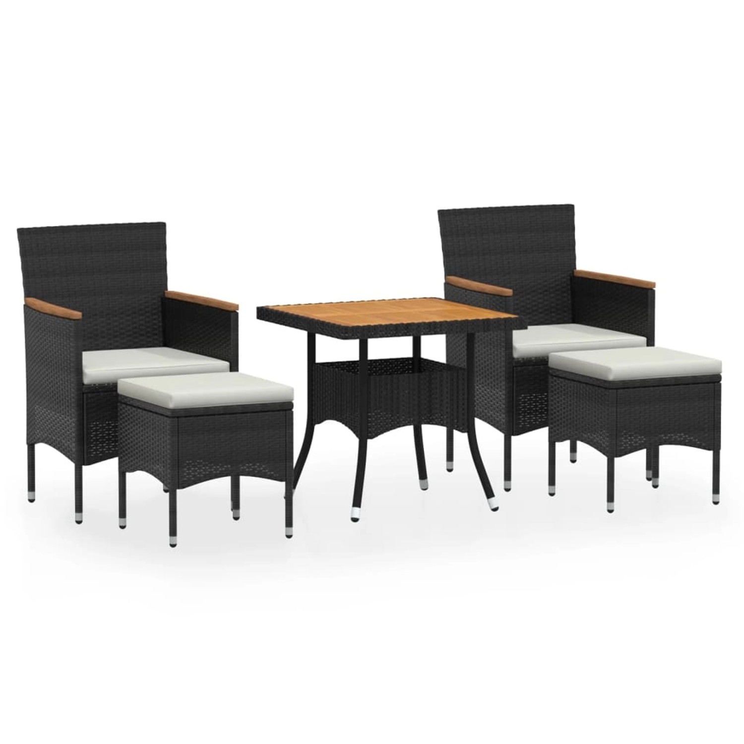 vidaXL 5-tlg Garten-Essgruppe Poly Rattan & Massivholz Akazie Schwarz Modell 2 vidaXL 5-tlg Garten-Essgruppe Poly Rattan & Massivholz Akazie Schwarz Modell 2 von VIDAXL