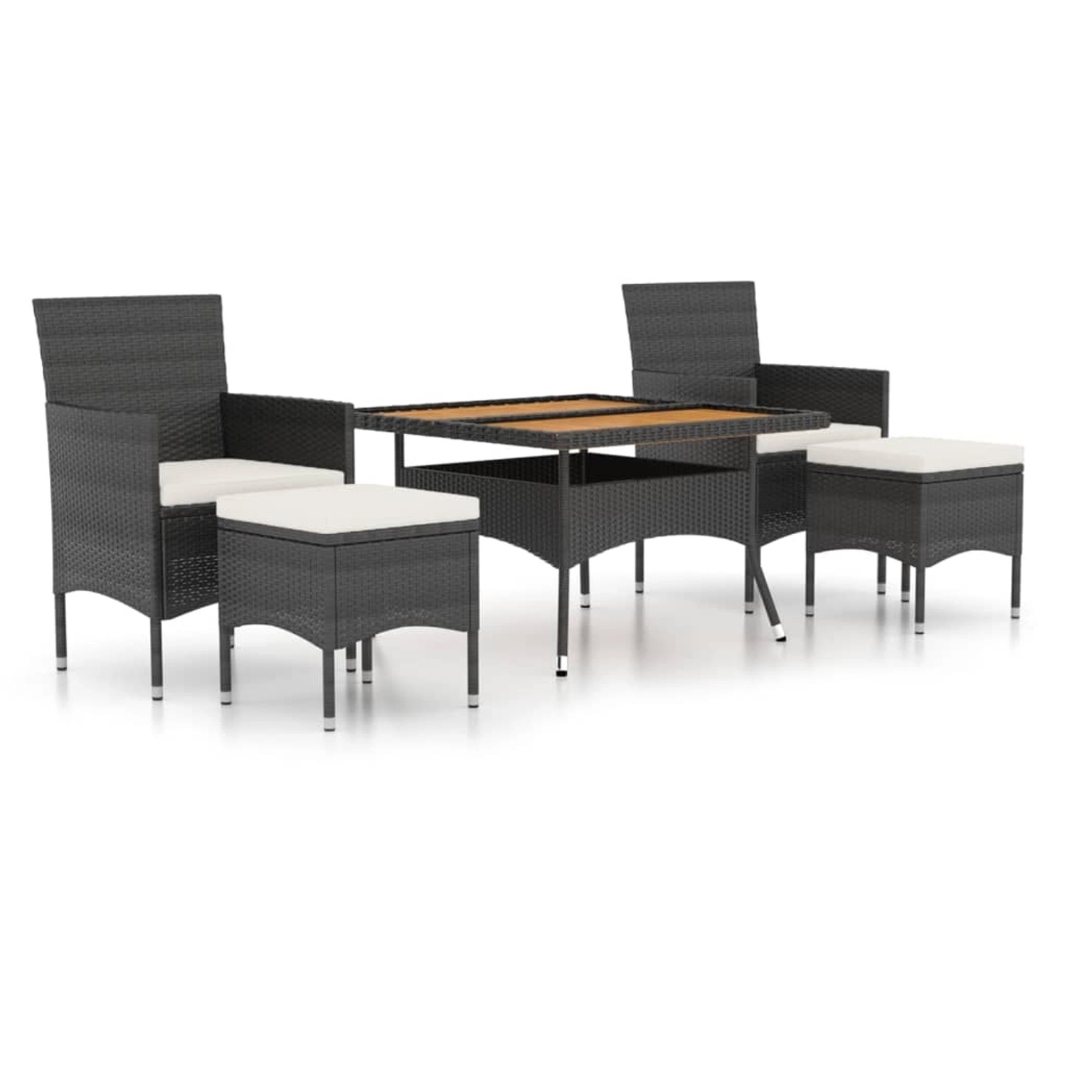 vidaXL 5-tlg Garten-Essgruppe Poly Rattan & Massivholz Akazie Schwarz Modell 3 vidaXL 5-tlg Garten-Essgruppe Poly Rattan & Massivholz Akazie Schwarz Modell 3 von VIDAXL
