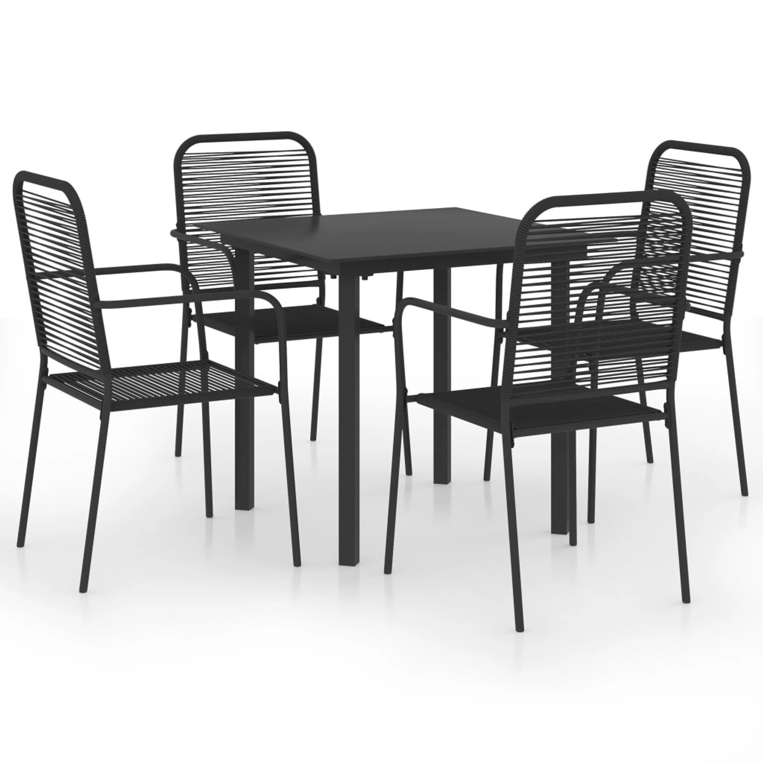 vidaXL 5-tlg Garten-Essgruppe Schwarz Glas und Stahl Modell 1 von VIDAXL