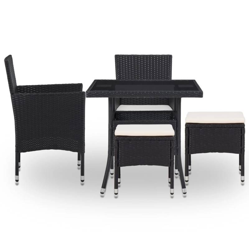 vidaXL 5-tlg Garten-Essgruppe Schwarz Poly Rattan und Glas Modell 3 von VIDAXL