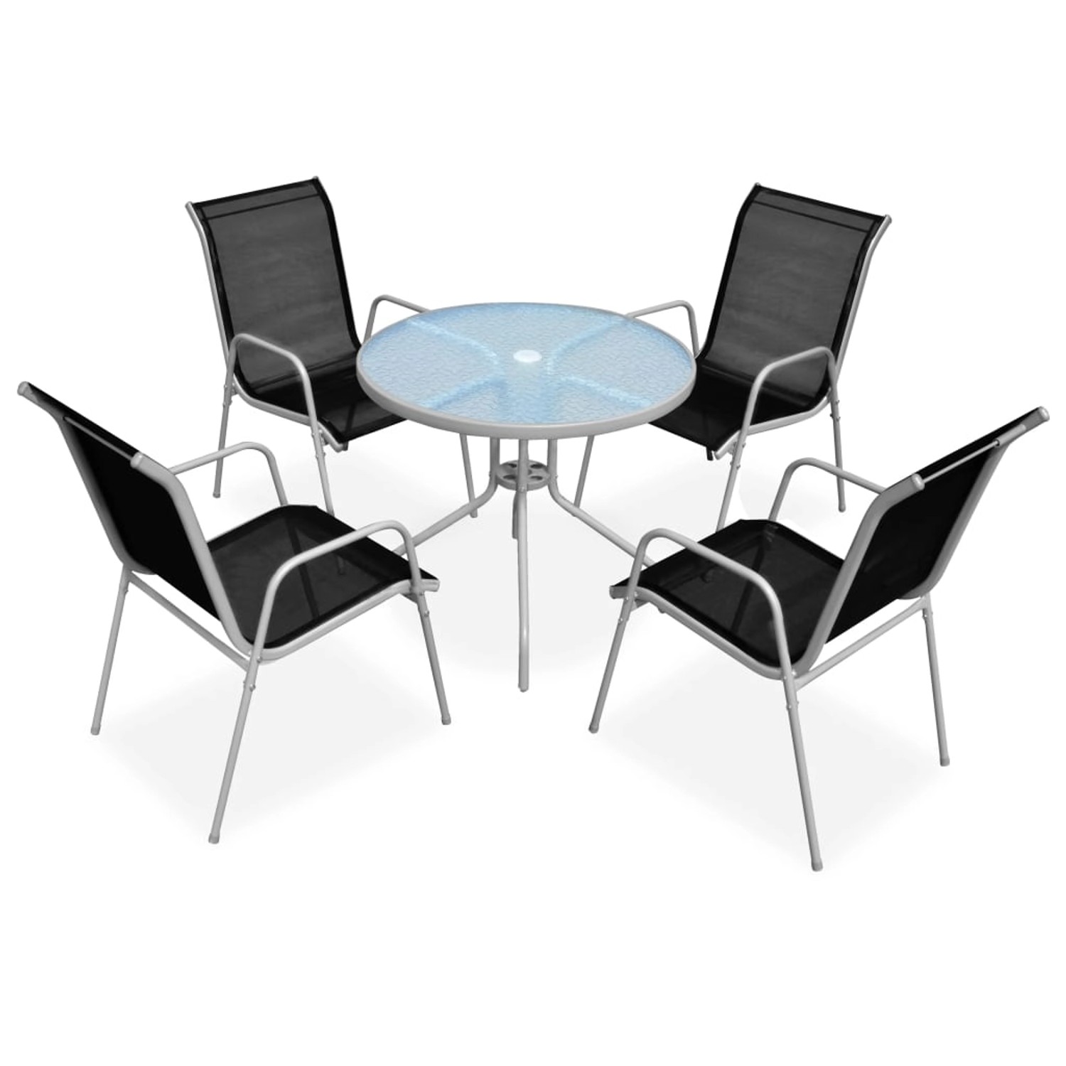 vidaXL 5-tlg Garten-Essgruppe Stahl Schwarz Modell 7 vidaXL 5-tlg Garten-Essgruppe Stahl Schwarz Modell 7 von VIDAXL