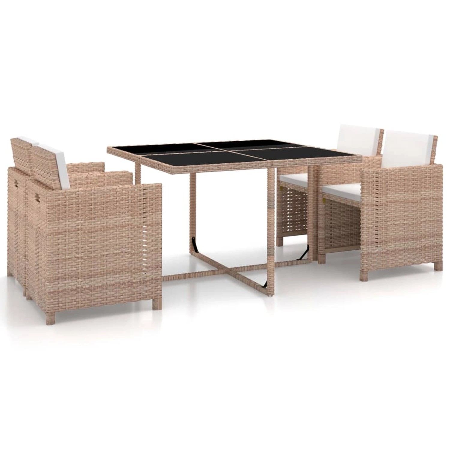 vidaXL 5-tlg Garten-Essgruppe mit Auflagen Poly Rattan Beige vidaXL 5-tlg Garten-Essgruppe mit Auflagen Poly Rattan Beige von VIDAXL