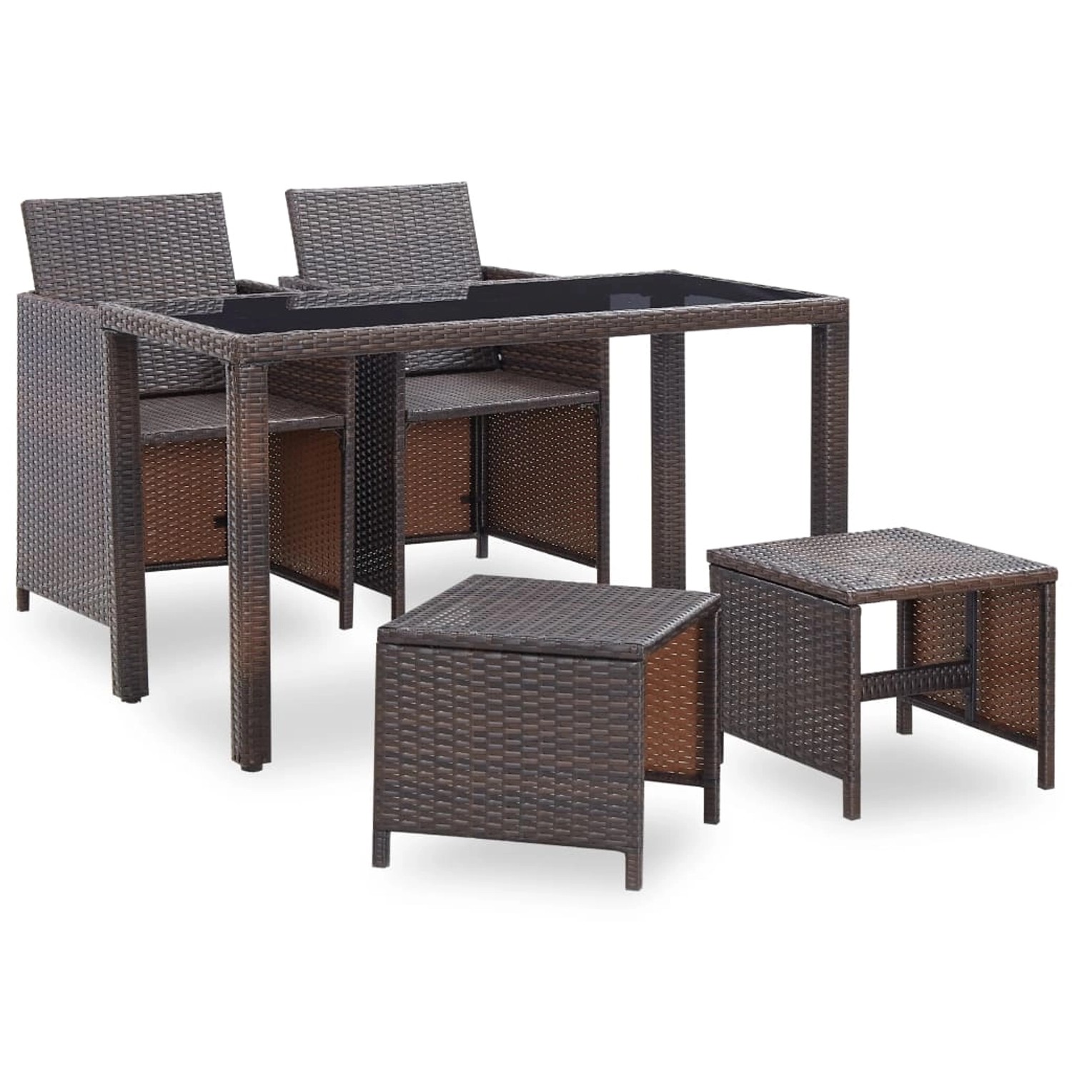 vidaXL 5-tlg Garten-Essgruppe mit Auflagen Poly Rattan Braun Modell 1 vidaXL 5-tlg Garten-Essgruppe mit Auflagen Poly Rattan Braun Modell 1 von VIDAXL