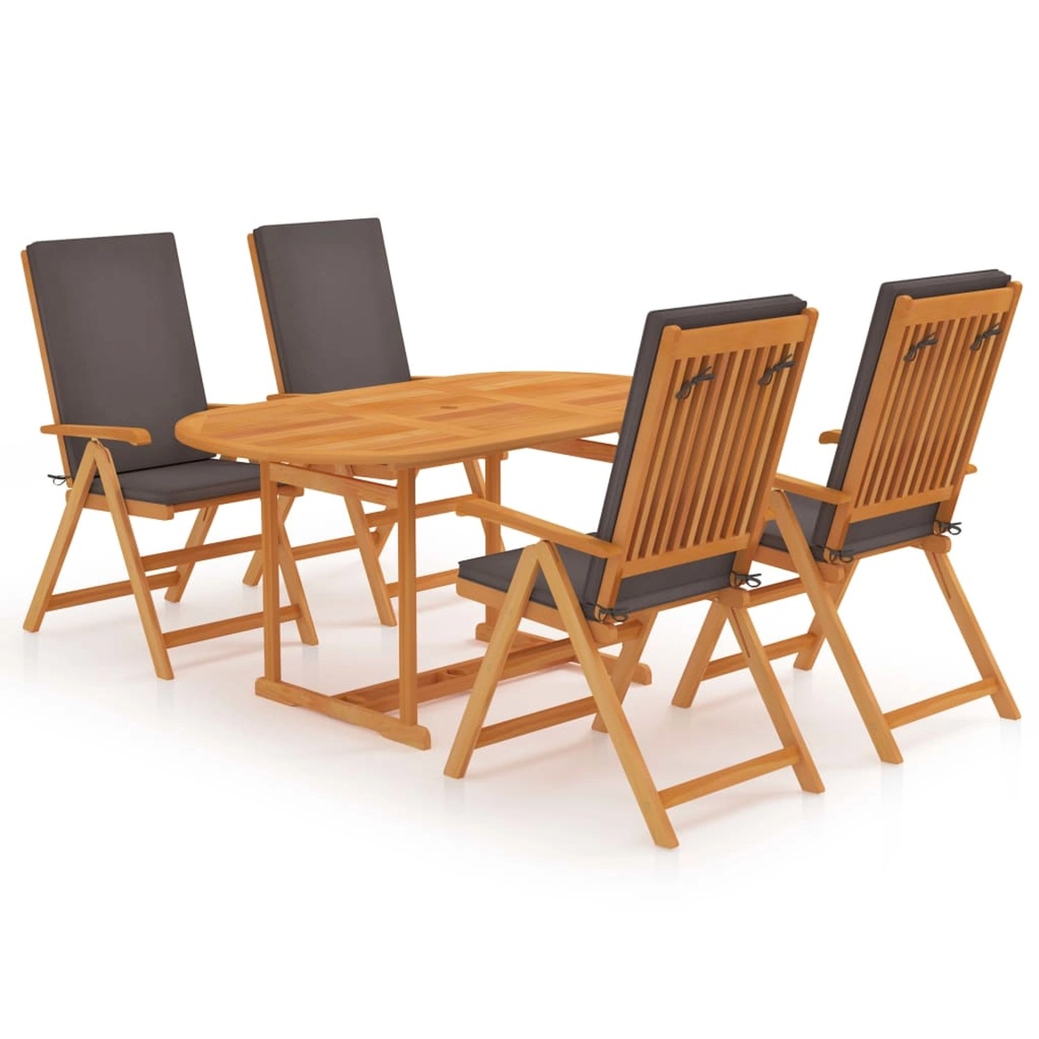 vidaXL 5-tlg Garten-Essgruppe mit Grauen Kissen Massivholz Teak Modell 1 vidaXL 5-tlg Garten-Essgruppe mit Grauen Kissen Massivholz Teak Modell 1 von VIDAXL